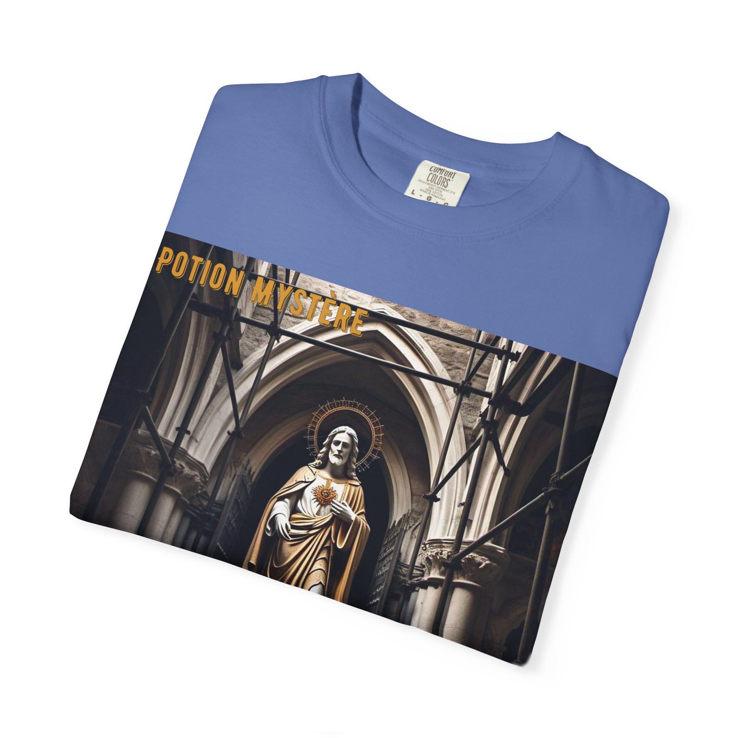 Mystical Potion Jesus Statue T-Shirt - Unisex, Relaxed Fit, Perfect for Festivals, Gifts, Everyday Wear, Unique Art Design