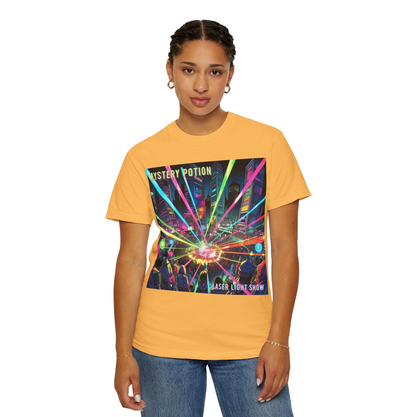 Mystery Potion Laser Light Show Tee, Unisex Graphic T-Shirt, Festival Wear, Concert Shirt, Party Outfit, Colorful Apparel