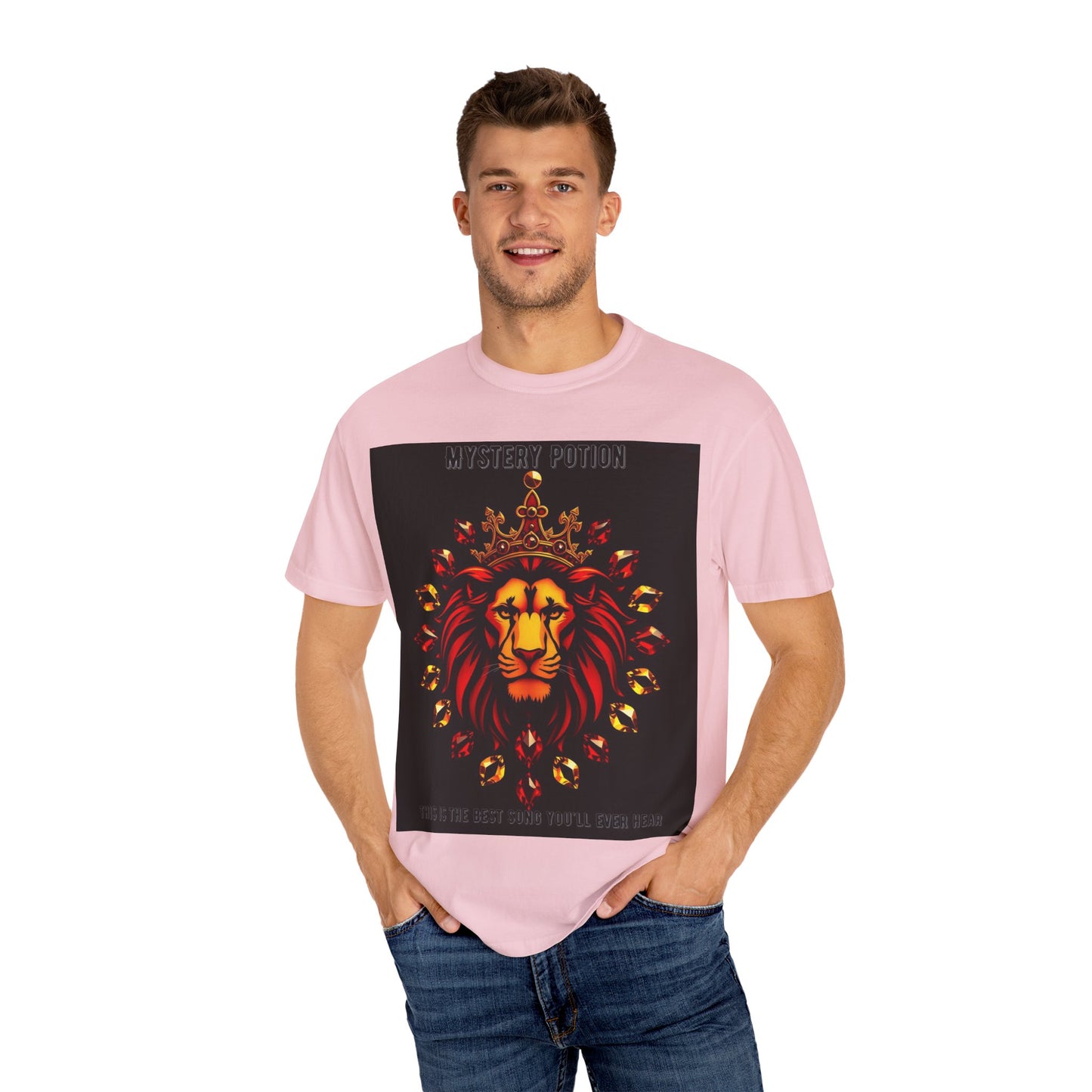 'This Is The Best Song You'll Ever Hear' by Mystery Potion, Bold Graphic Royal Lion T-Shirt, Unisex Tee, Streetwear Style, Gift for Lion Lovers, Perfect for Casual Outings, Unique Clothing