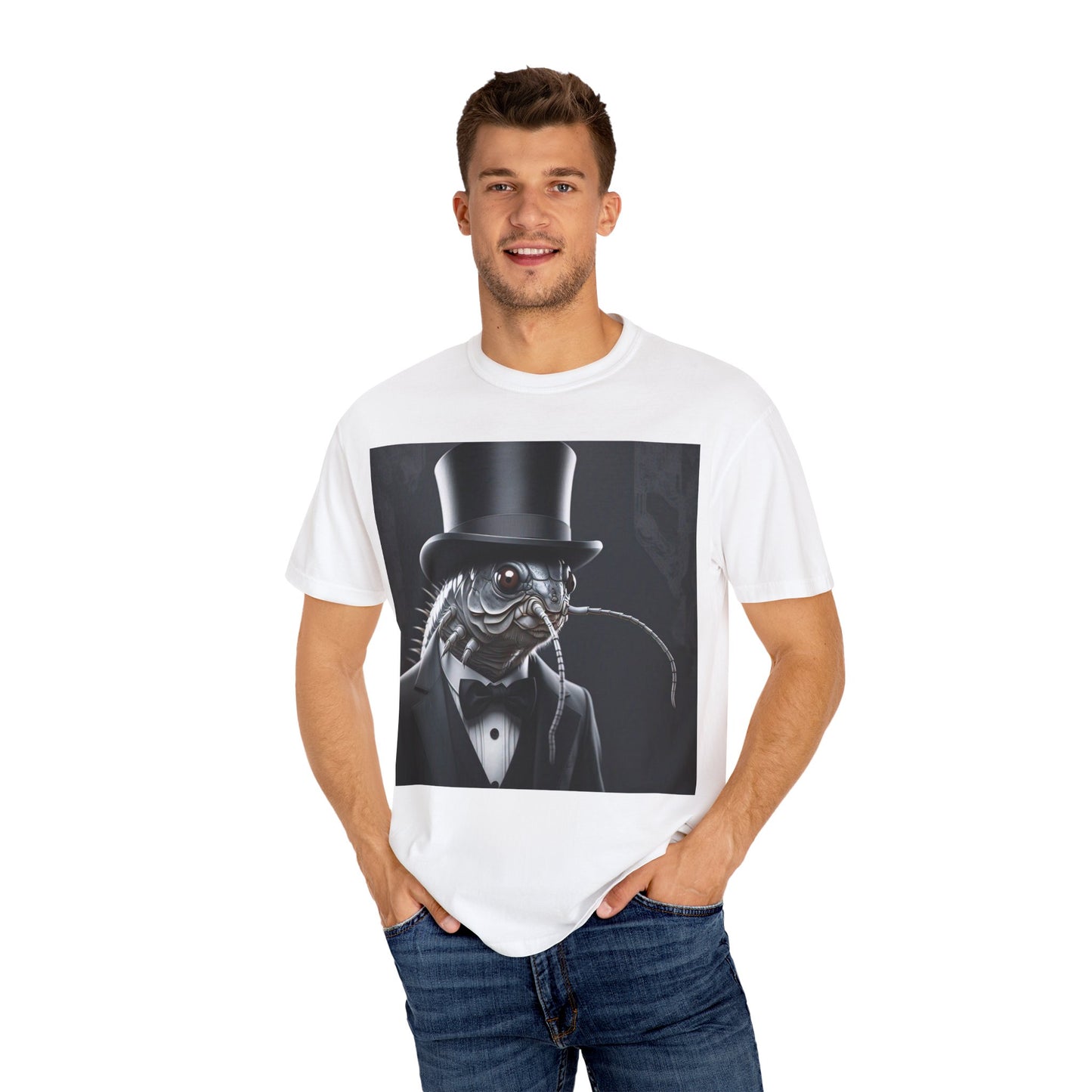 Whimsical Silver Fish Gentleman T-shirt | Fun Gift for Aquatic Lovers, Unique Humor Shirt, Casual Wear, Creative Outfit