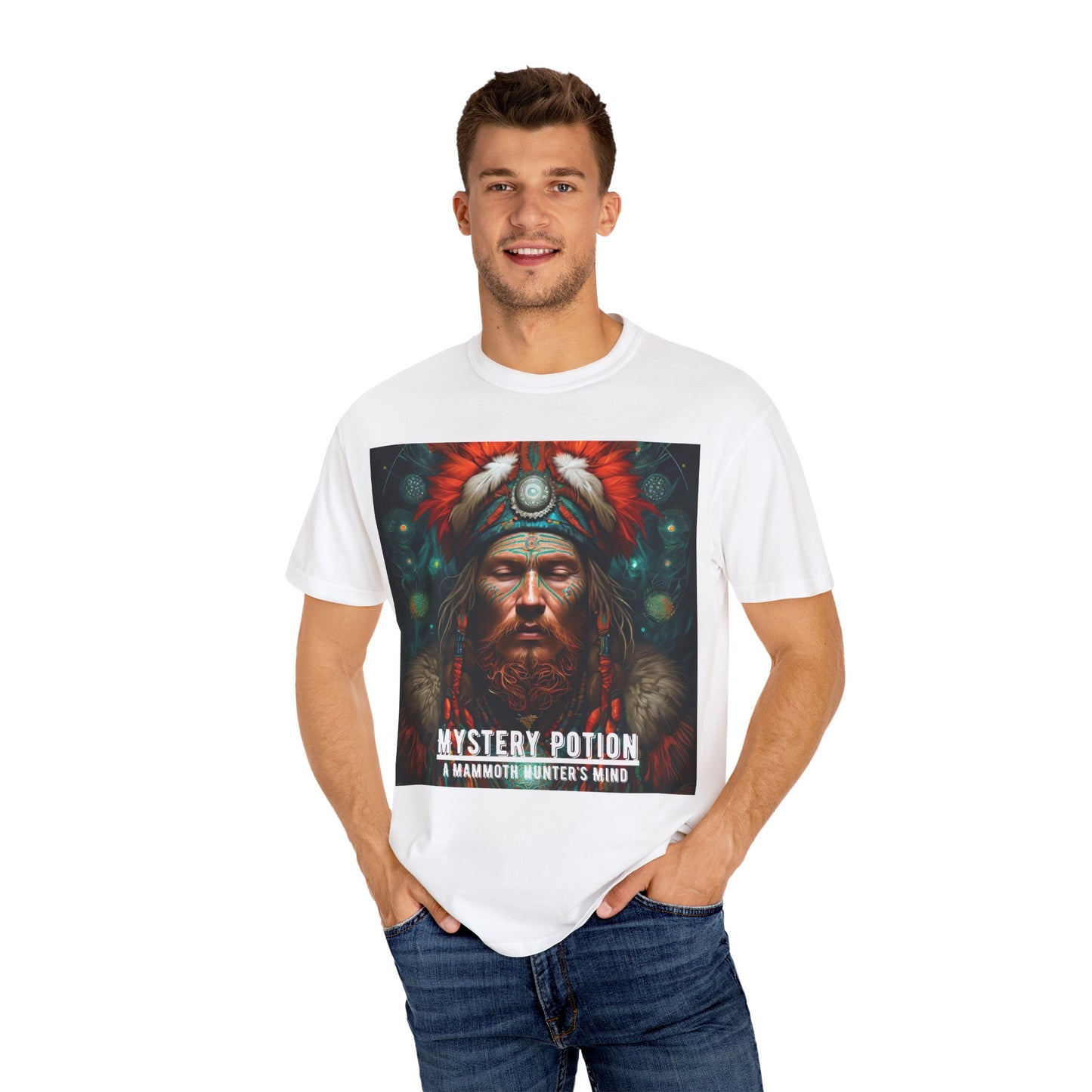 'A Mammoth Hunter's Mind' Mystery Potion Mystical Vintage Inspired Unisex T-Shirt, Cozy Gift for Nature Lovers, Unique Graphic Tee for Festivals, Casual Wear, Statement Shirt