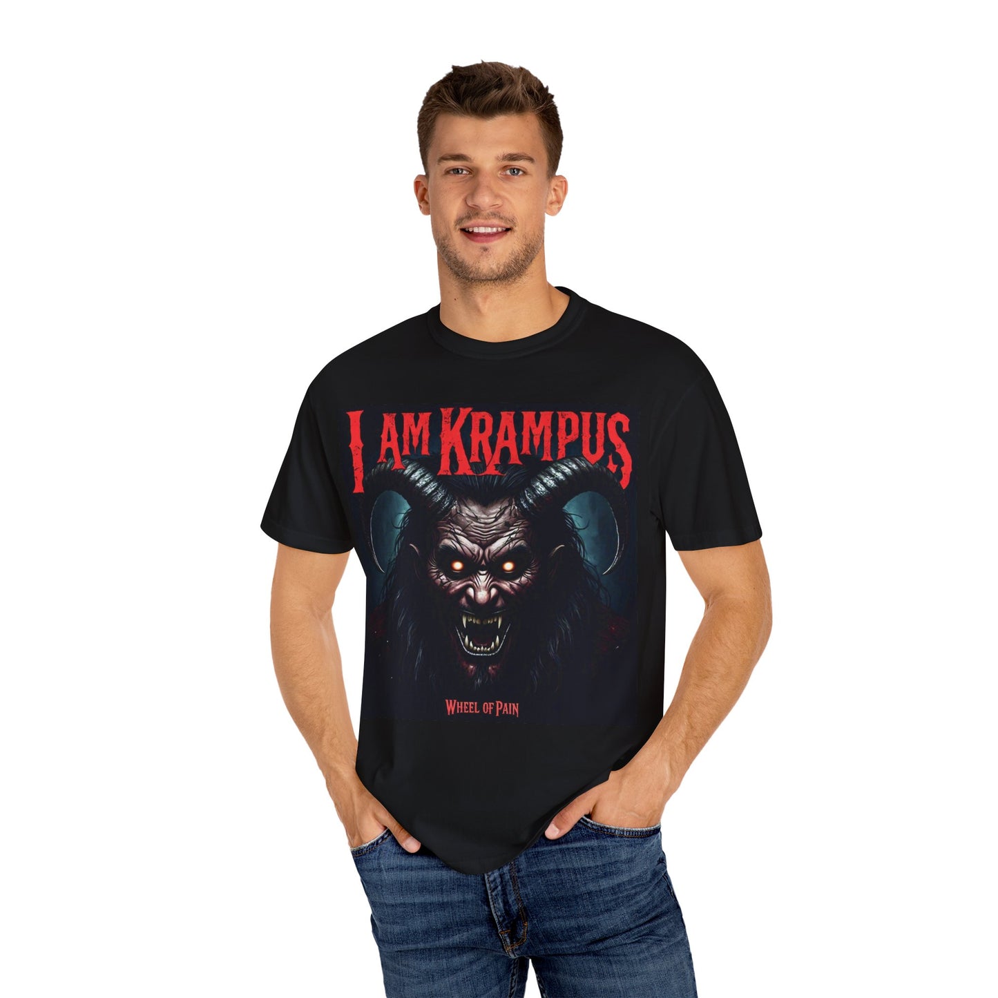I Am Krampus Unisex Garment-Dyed T-Shirt | Spooky Graphic Tee for Christmas Horror Fans, Gifts, Party Wear, Festival Attire