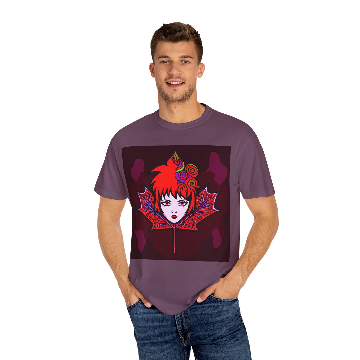 Emily The Maple Leaf Vibrant Art T-Shirt, Bohemian Graphic Tee, Unique Artwear, Gift for Art Lovers, Festival Clothing, Unisex Fashion, Canadian Patriots