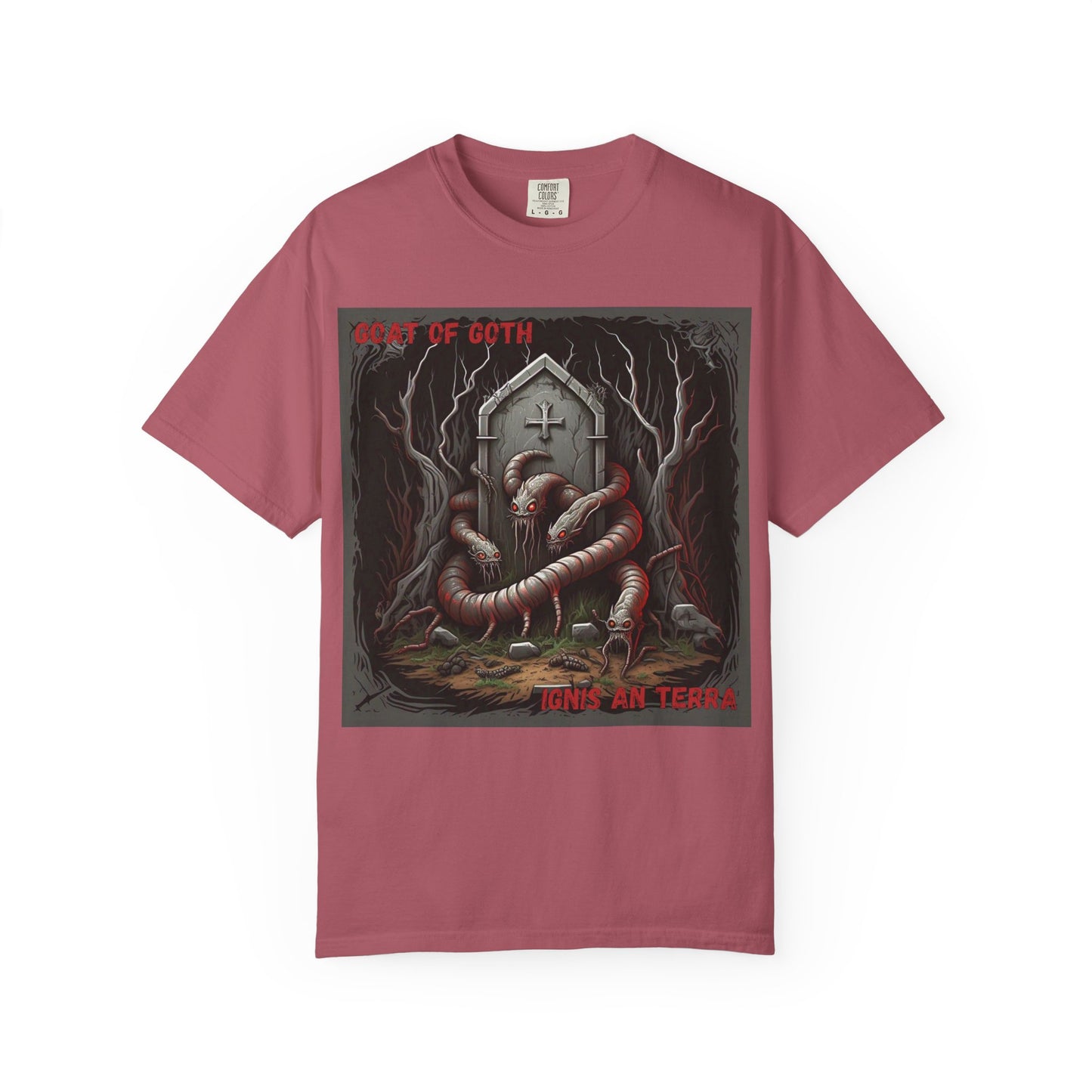 'Ignis An Terra' by GOAT of Goth, Gothic Graphic T-Shirt, Dark Aesthetic Tee, Unisex Halloween Shirt, Unique Gift for Horror Lovers, Casual Everyday Wear