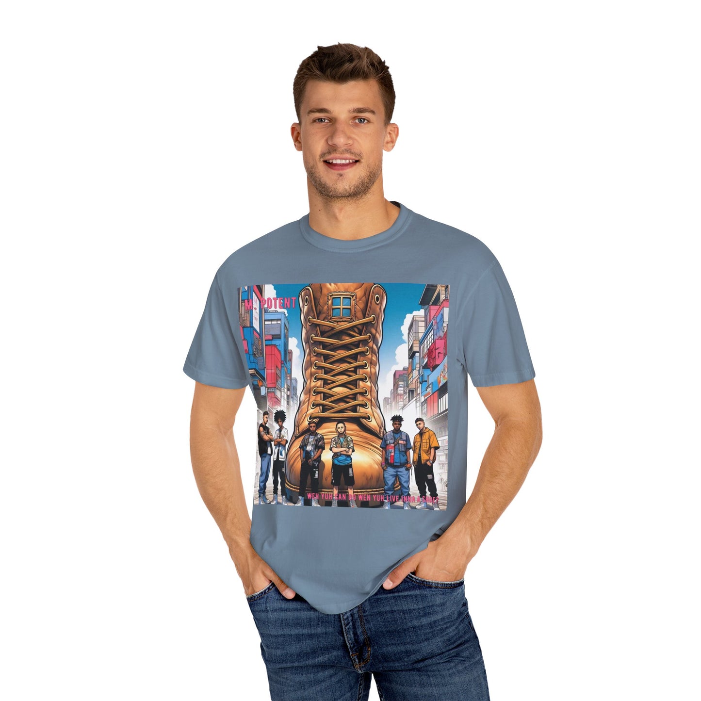Urban-Inspired "What Can You Do When You Live In A Shoe?" Graphic Tee, Streetwear T-shirt, Casual Wear, Hip Hop Fashion, Birthday Gift, Unisex T-shirt with Bold Design