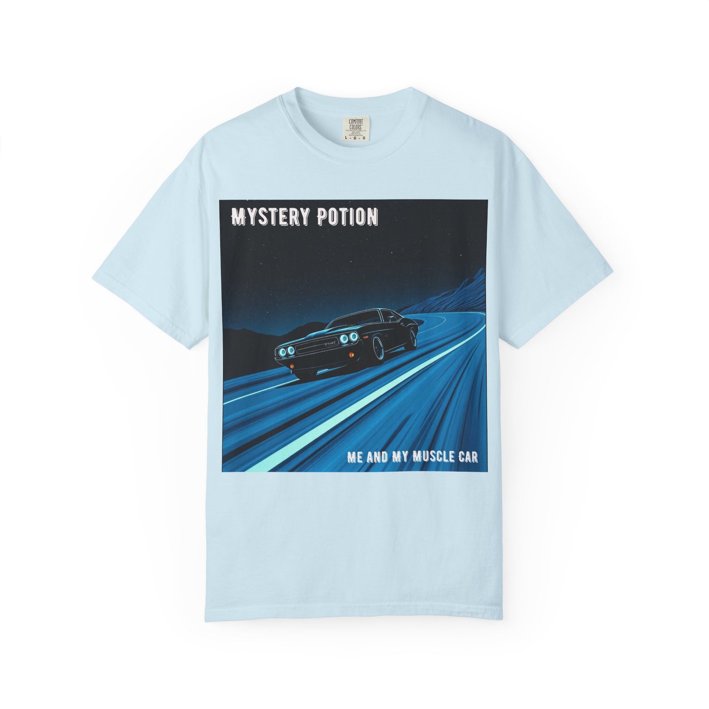 Mystery Potion Muscle Car T-Shirt | Unisex Garment-Dyed Tee, Vintage Car Lover Gift, Perfect for Car Shows, Birthday Gift, Casual Wear