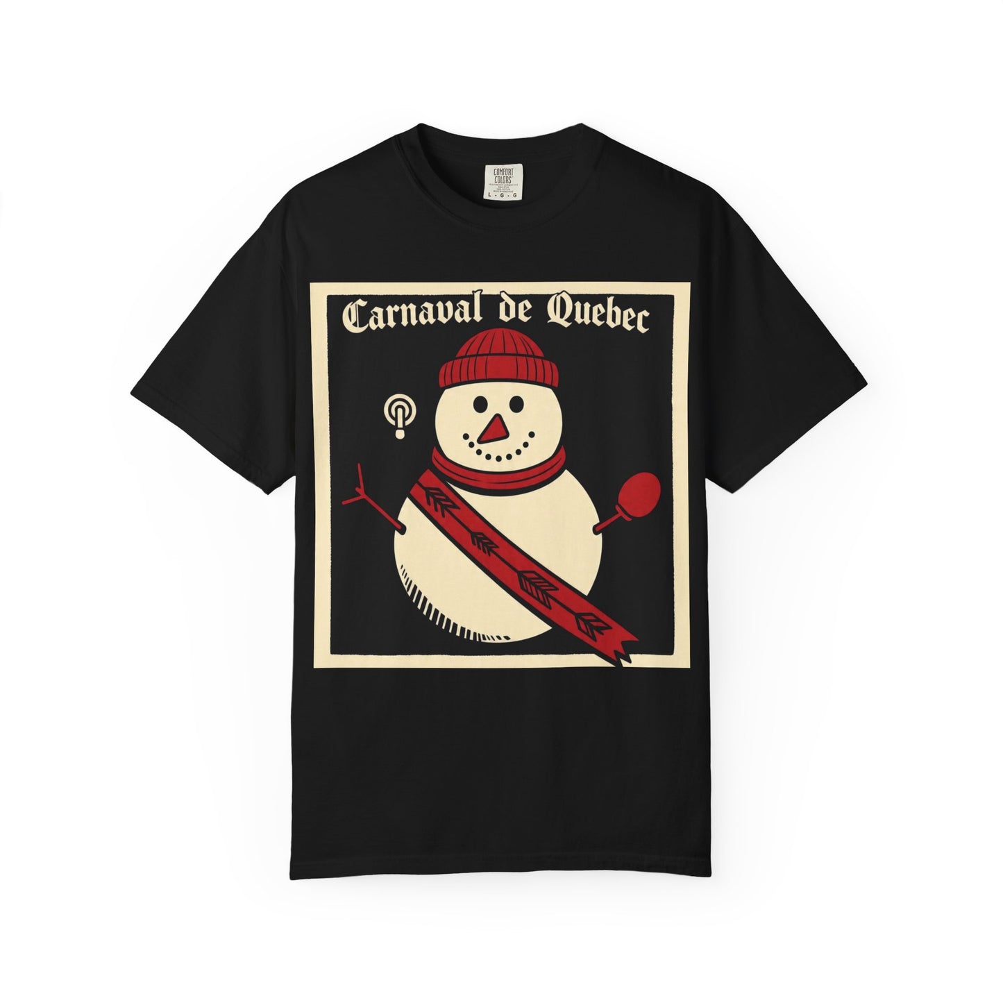 Quebec Carnaval Vintage Snowman Biker Lore Rocker T-Shirt, Cozy Winter Apparel, Unisex Snowman Graphic Tee, Festive Celebration Shirt, Winter Holiday Gift
