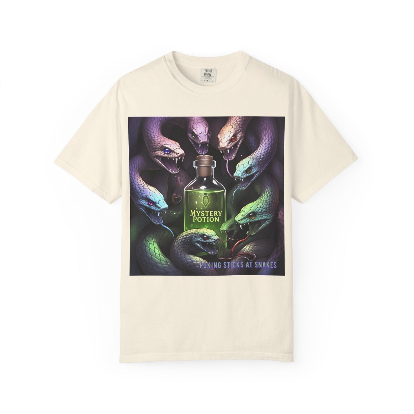 'Poking Sticks At Snakes' by Mystery Potion, Unisex T-shirt | Snakes Design | Perfect for Halloween, Gifts, Cozy Wear, Unique Apparel, Vintage Vibe
