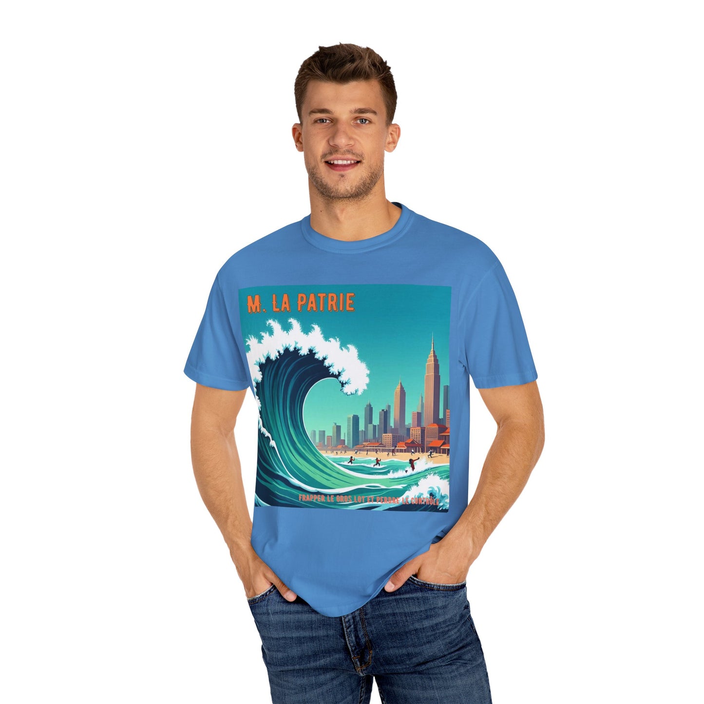 'Frapper Le Gros Lot et Perdre Le Contrôle' de M. La Patrie, Ocean Vibes Graphic T-Shirt - Summer Beach Wear, Casual Fashion, Beach Vacation Gift, Relaxed Fit Tee, Cool Graphic Shirt