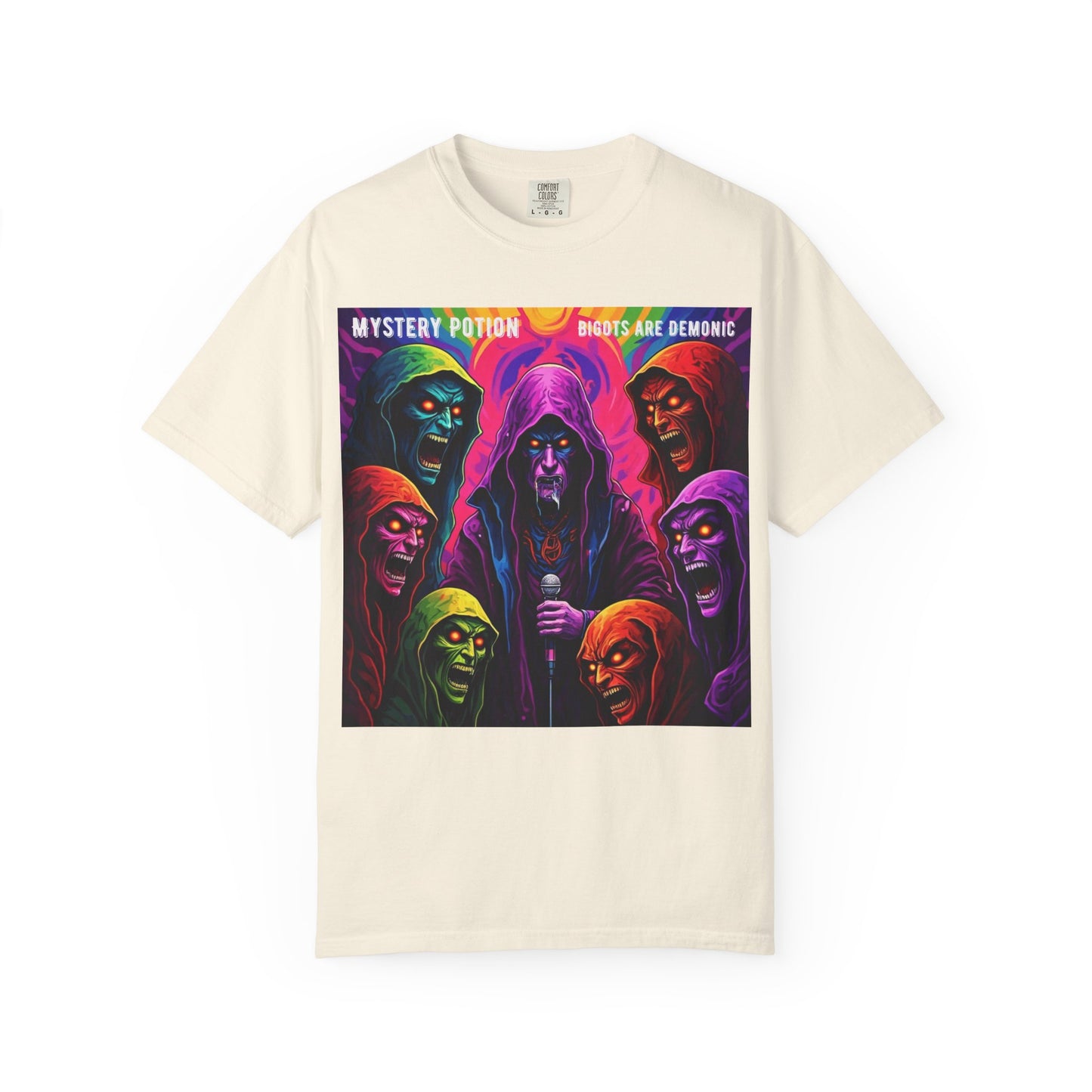 Mystery Potion Graphic Tee | Unisex Halloween T-shirt, Spooky Gift, "Bigots Are Demonic" Graphic Shirt, Witchy Apparel, Unique Casual Wear