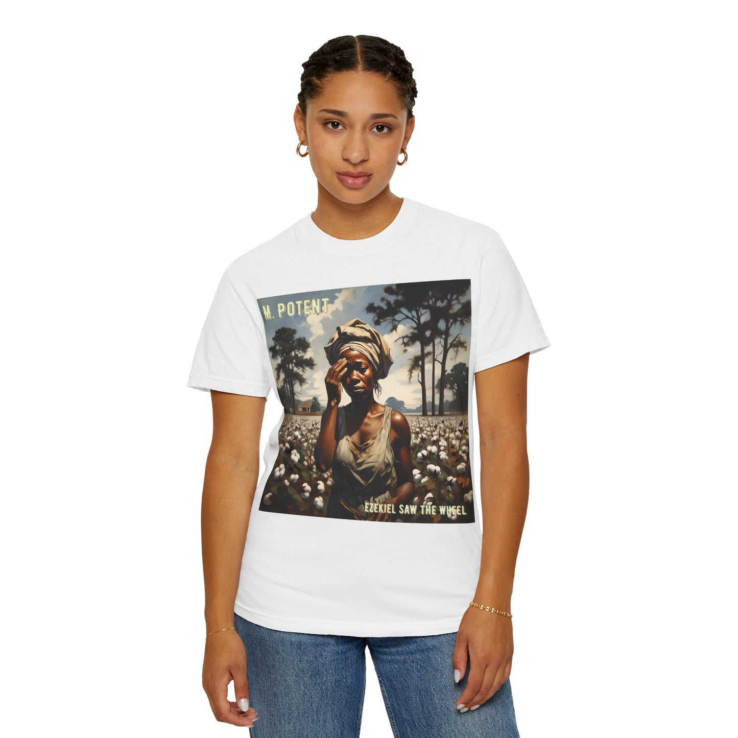 'Ezekiel Saw the Wheel' by M. Potent, Vintage-Inspired Unisex T-Shirt with Artistic Design, Casual Wear, Gift for Art Lovers, Music Events, Everyday Fashion