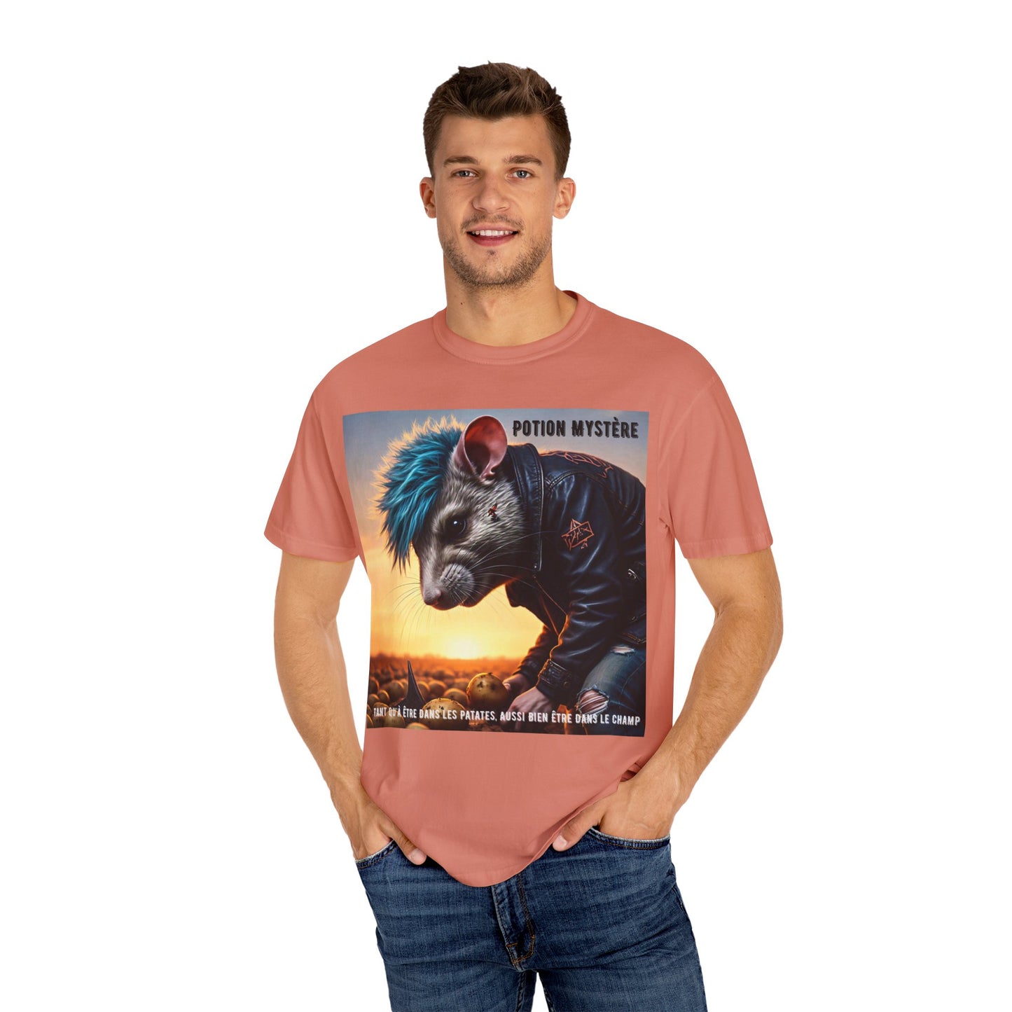 Mystical Punk Rat Toiling The Field Graphic T-Shirt | Unisex, Art Tee, Unique Animal Print, Gift for Animal Lovers, Casual Wear