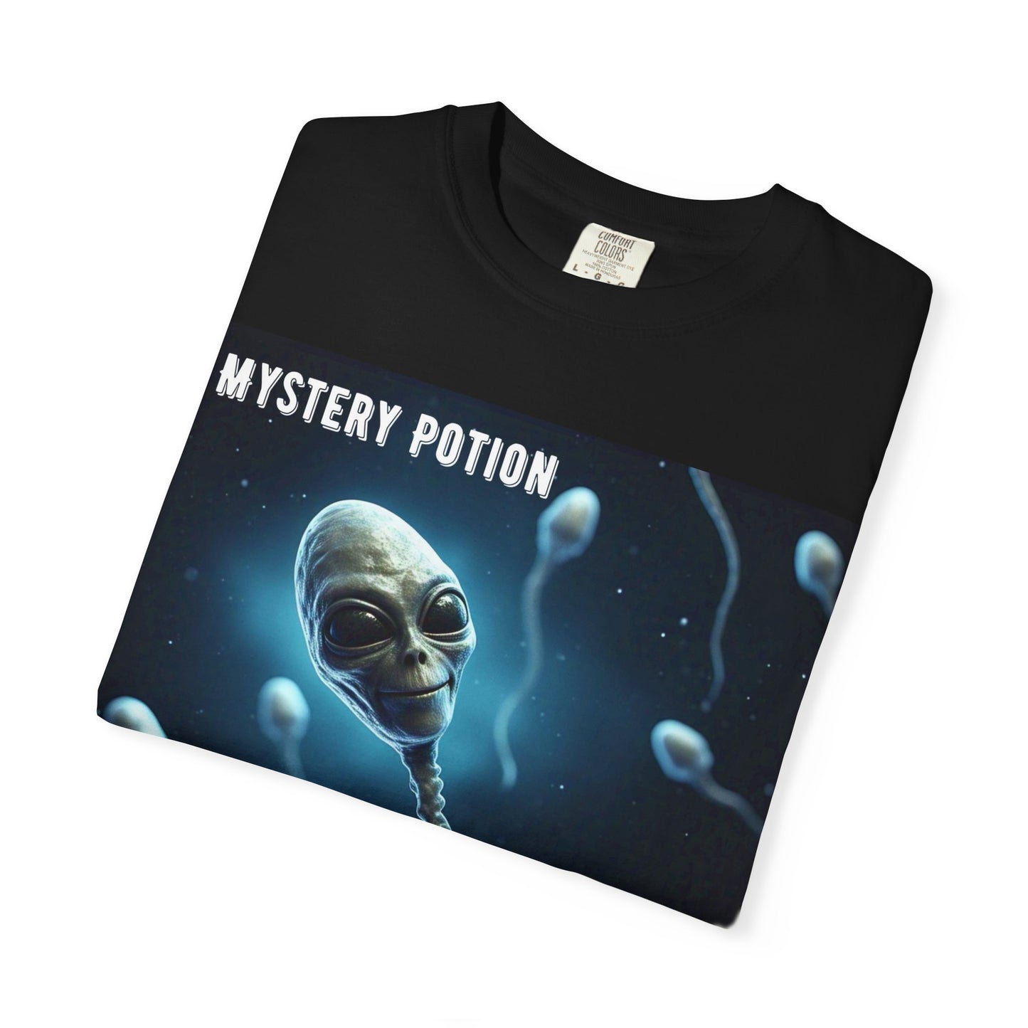 'One Good Day All Answers Will Come To Us' by Mystery Potion, Alien Sperm Tee, Unisex Graphic T-Shirt, Fun Gift for Space Lovers, Cool Casual Wear, Sci-Fi Fashion, Unique Statement Piece