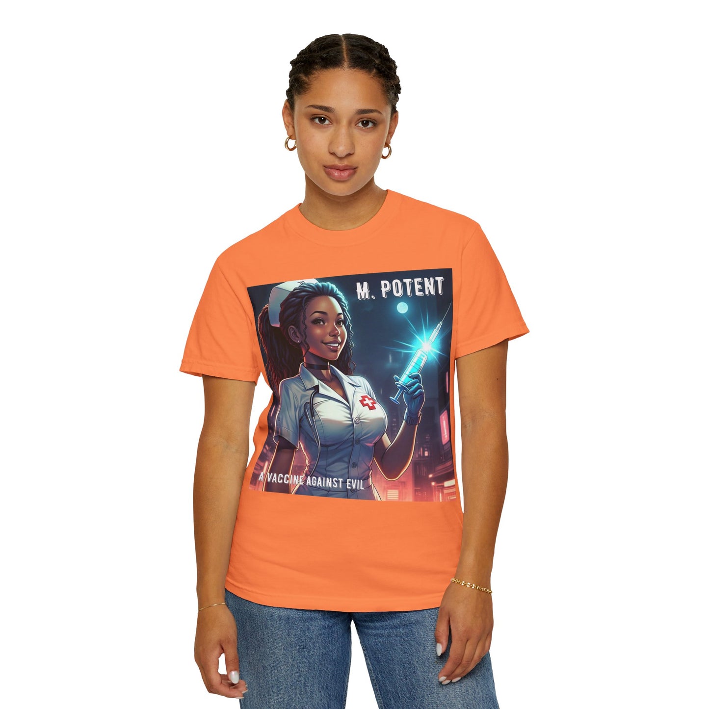 M. Potent's 'A Vaccine Against Evil', Medicine-Themed Unisex T-Shirt, Positive Vibes, Great for Nurses, Vaccination Awareness, Gift for Healthcare Workers