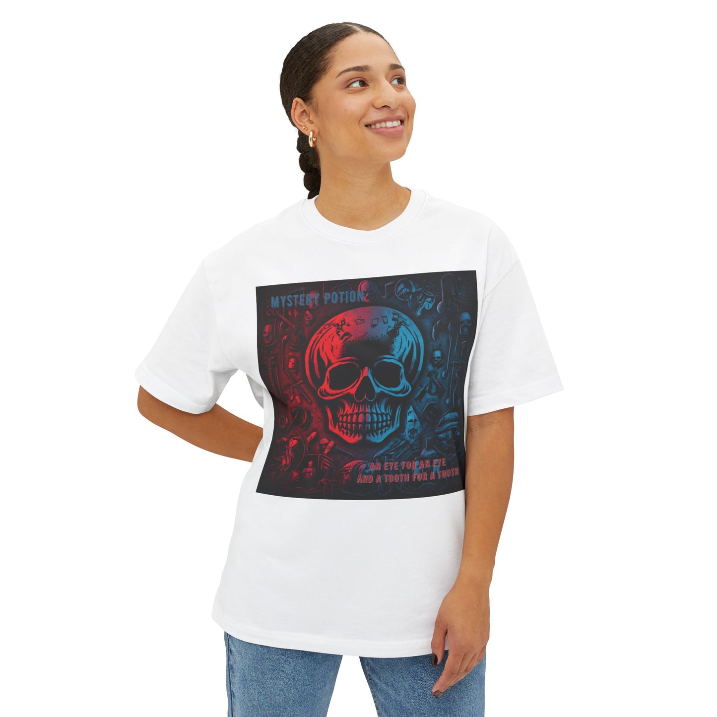 'An Eye For An Eye And A Tooth For A Tooth' by Mystery Potion Unisex Oversized Boxy Tee