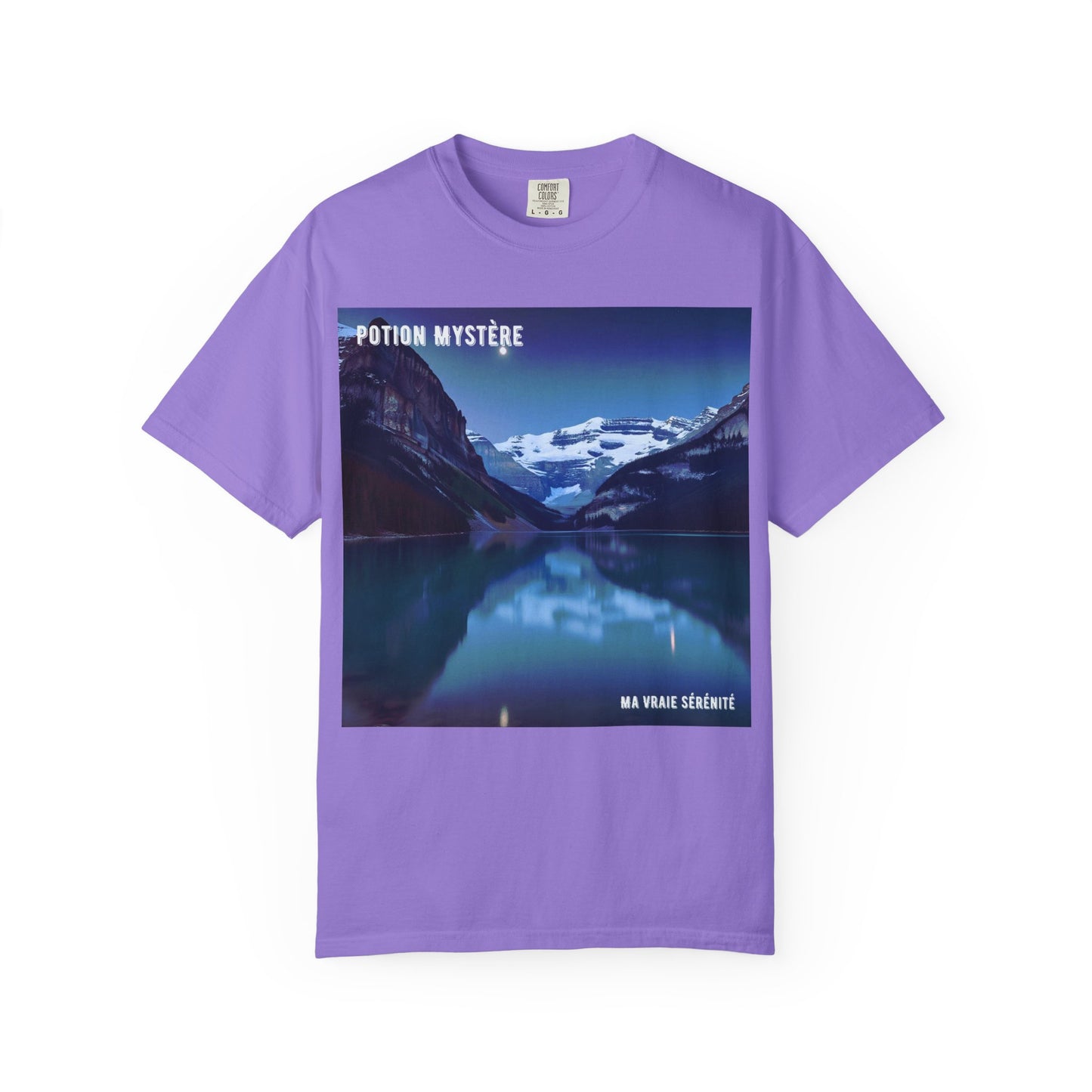 Mystical Lake Louise T-Shirt, Unisex Garment-Dyed Tee, Nature Lover Gift, Serenity in Adventure Apparel, Travel Fashion, Cool Summer Shirt