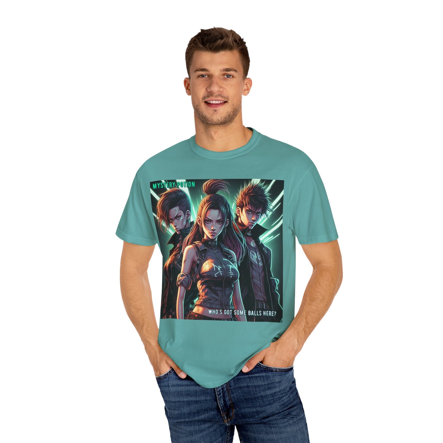 'Who's Got Some Balls Here?' by Mystery Potion, Unisex Graphic Tee, Trendy Gamer T-shirt, Anime Inspired Shirt, Gift for Him/Her, Casual Fashion