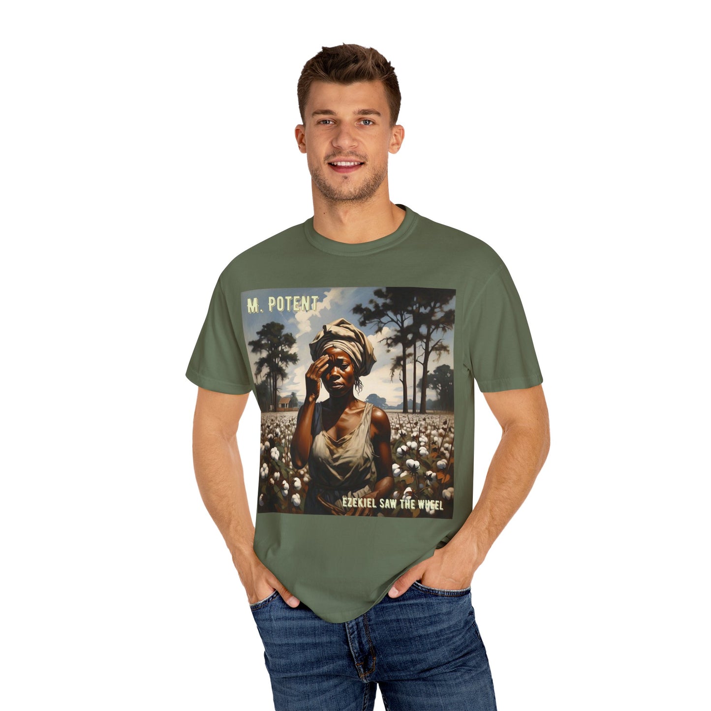 'Ezekiel Saw the Wheel' by M. Potent, Vintage-Inspired Unisex T-Shirt with Artistic Design, Casual Wear, Gift for Art Lovers, Music Events, Everyday Fashion