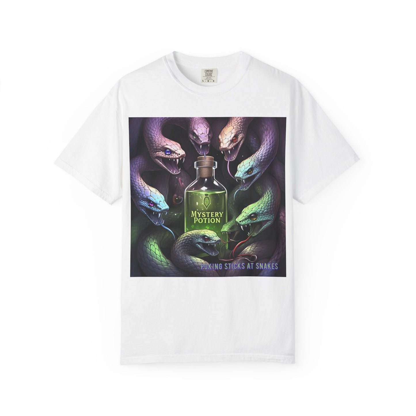 'Poking Sticks At Snakes' by Mystery Potion, Unisex T-shirt | Snakes Design | Perfect for Halloween, Gifts, Cozy Wear, Unique Apparel, Vintage Vibe