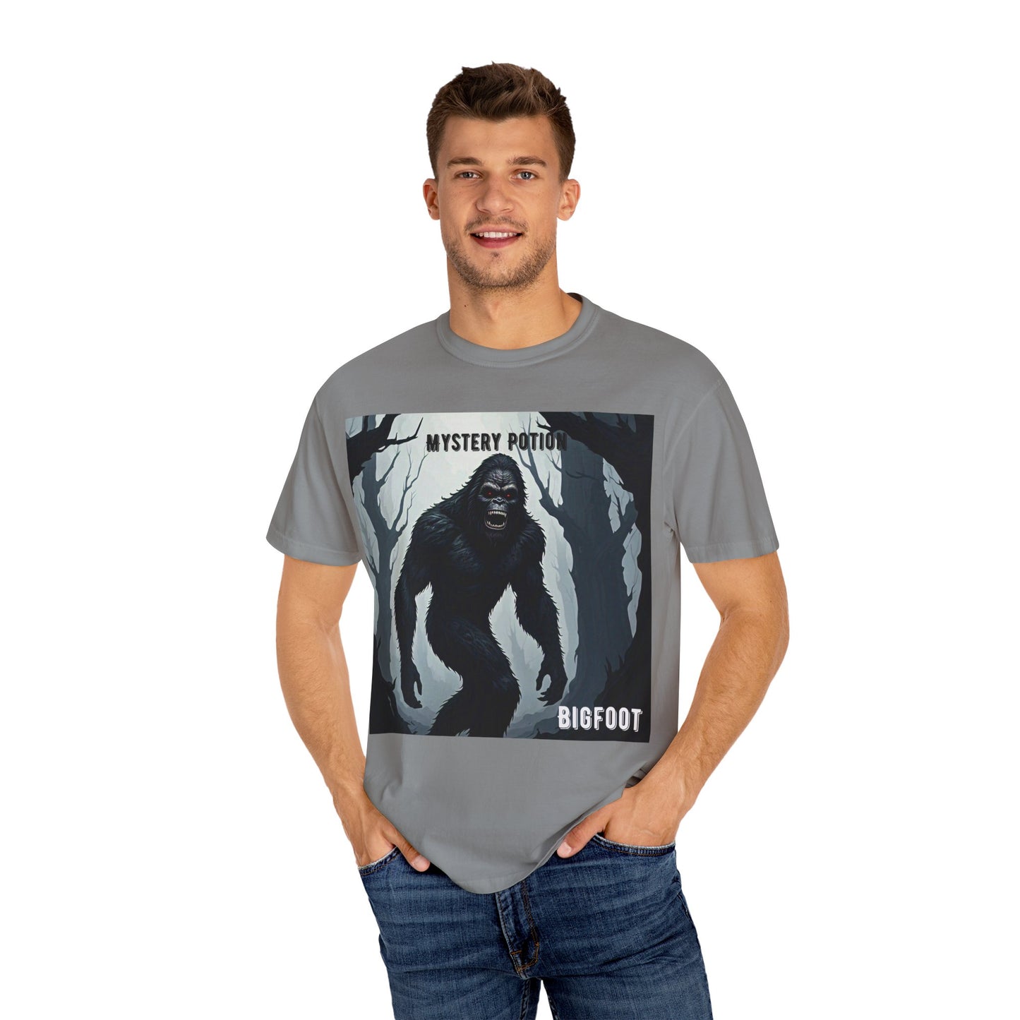 Bigfoot by Mystery Potion T-shirt, Unisex Statement Tee, Gift for Nature Lovers, Outdoor Adventure Shirt, Fun Graphic Tee