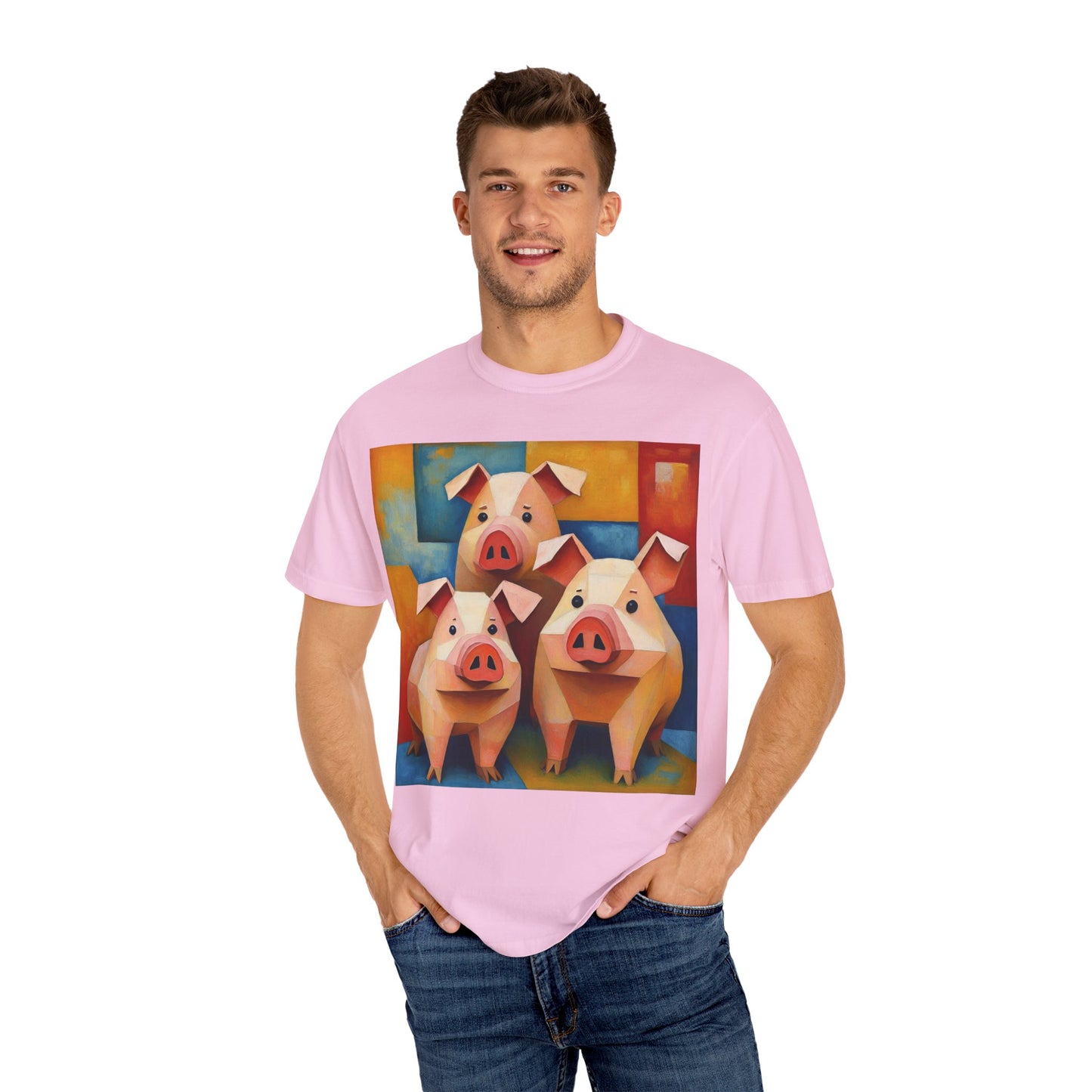 Pig Art T-Shirt, Funny Farm Tee, Animal Lover Gift, Unisex Graphic Tee, Cute Farmhouse Style, Casual Everyday Wear