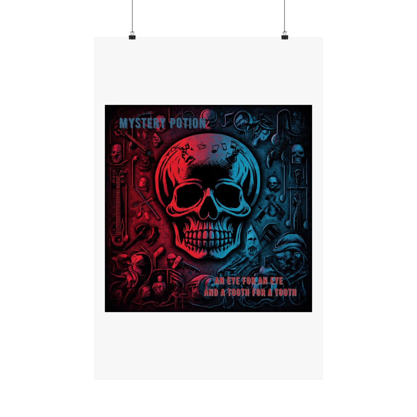 Mystical Skull Satin Poster, Edgy Art Print, Gothic Wall Decor, Unique Gift for Halloween, Dark Academia Aesthetic