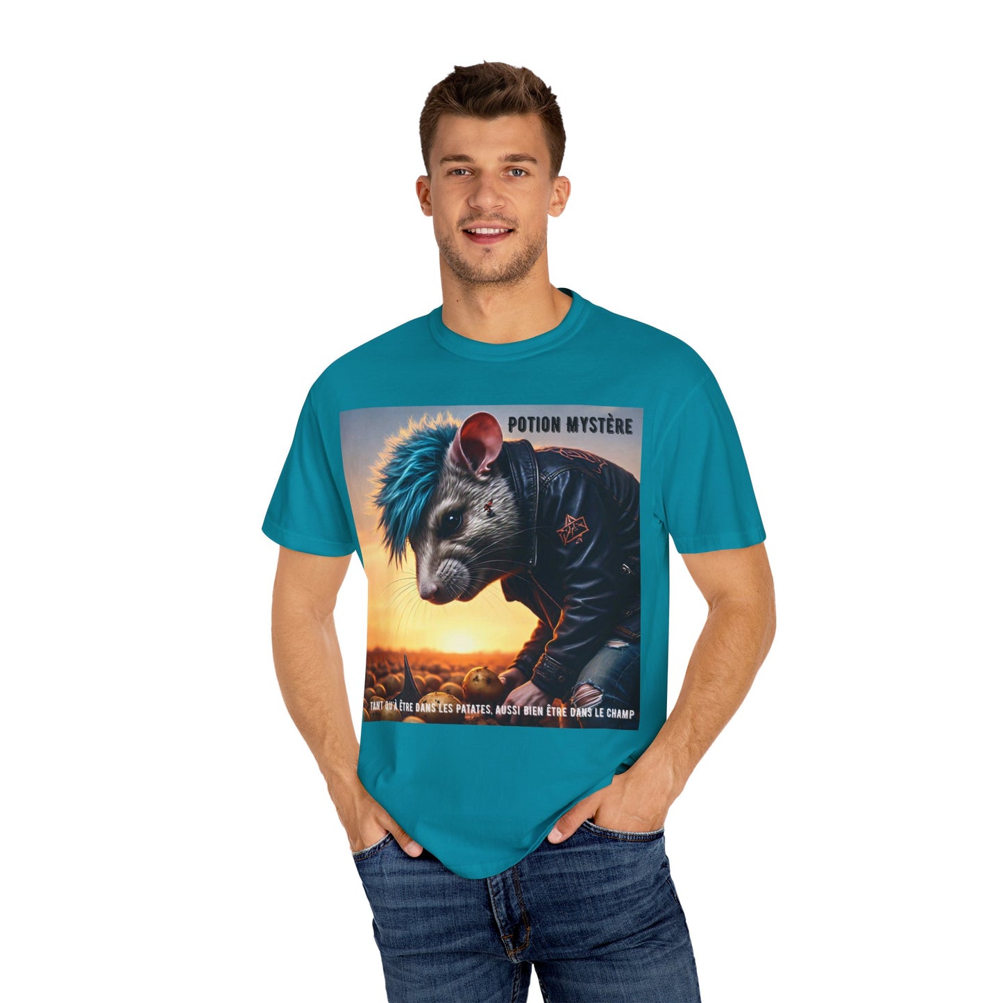 Mystical Punk Rat Toiling The Field Graphic T-Shirt | Unisex, Art Tee, Unique Animal Print, Gift for Animal Lovers, Casual Wear