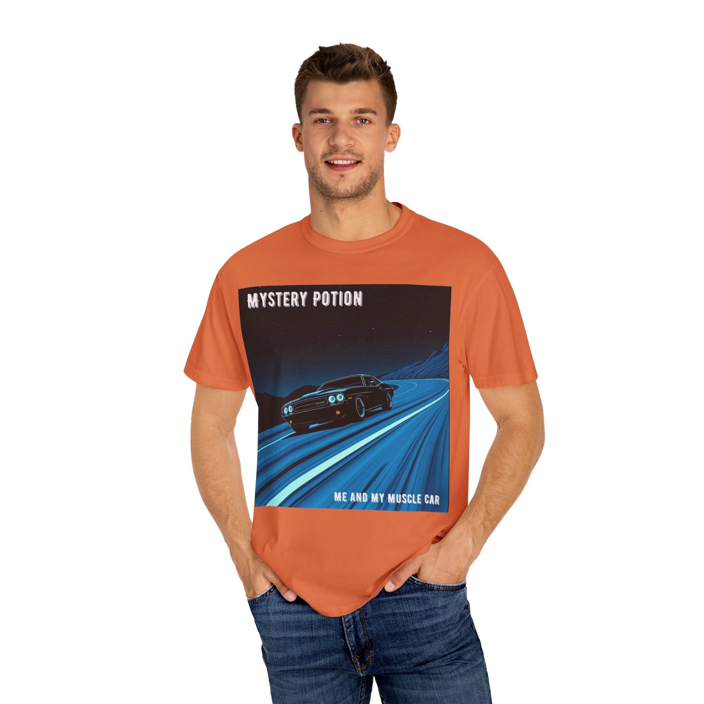 Mystery Potion Muscle Car T-Shirt | Unisex Garment-Dyed Tee, Vintage Car Lover Gift, Perfect for Car Shows, Birthday Gift, Casual Wear
