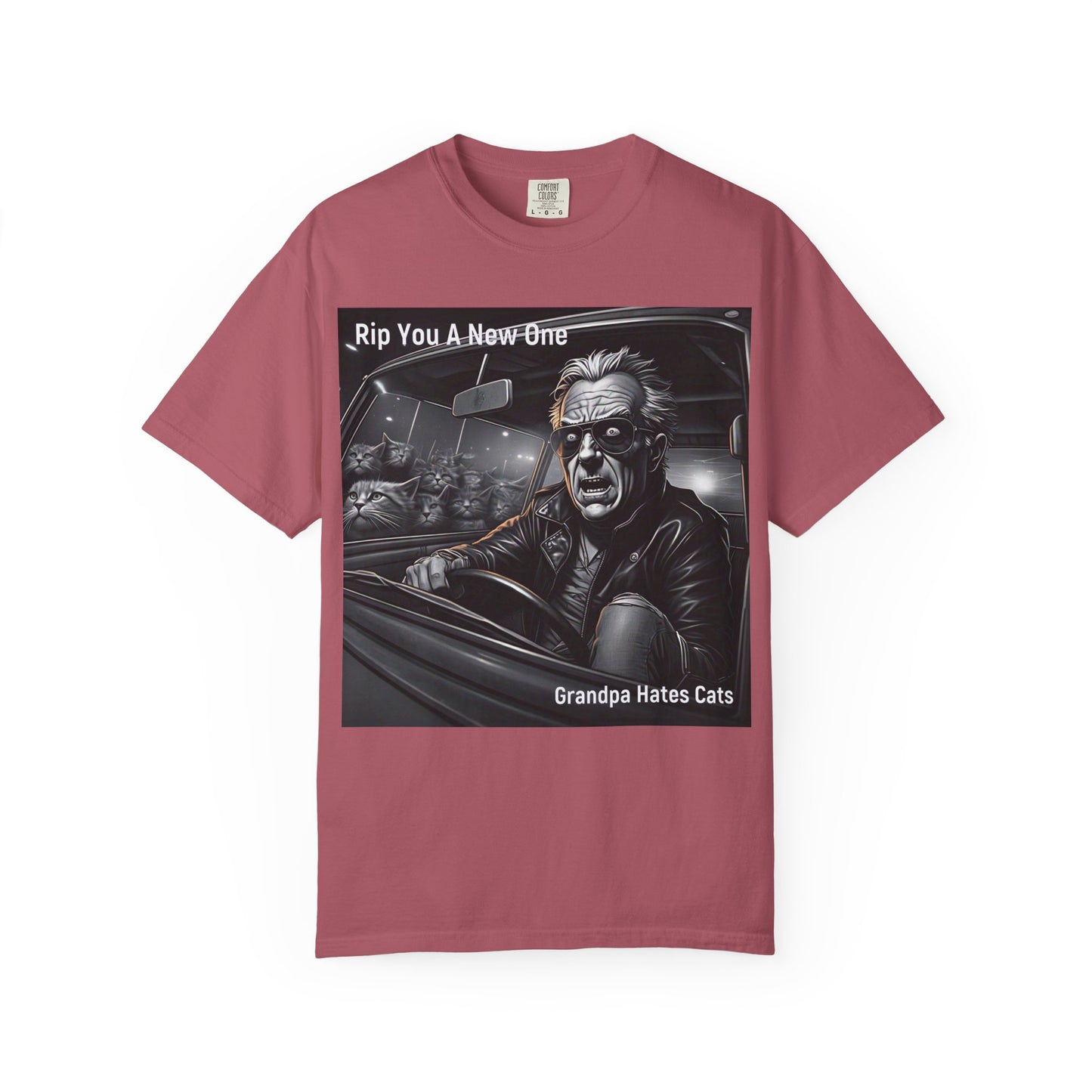 'Grandpa Hates Cats' by Rip You A New One, Humorous Cat Lover T-shirt, Vintage Graphic Tee Shirt, Funny Gift for Cat Owners, Unisex Casual Wear