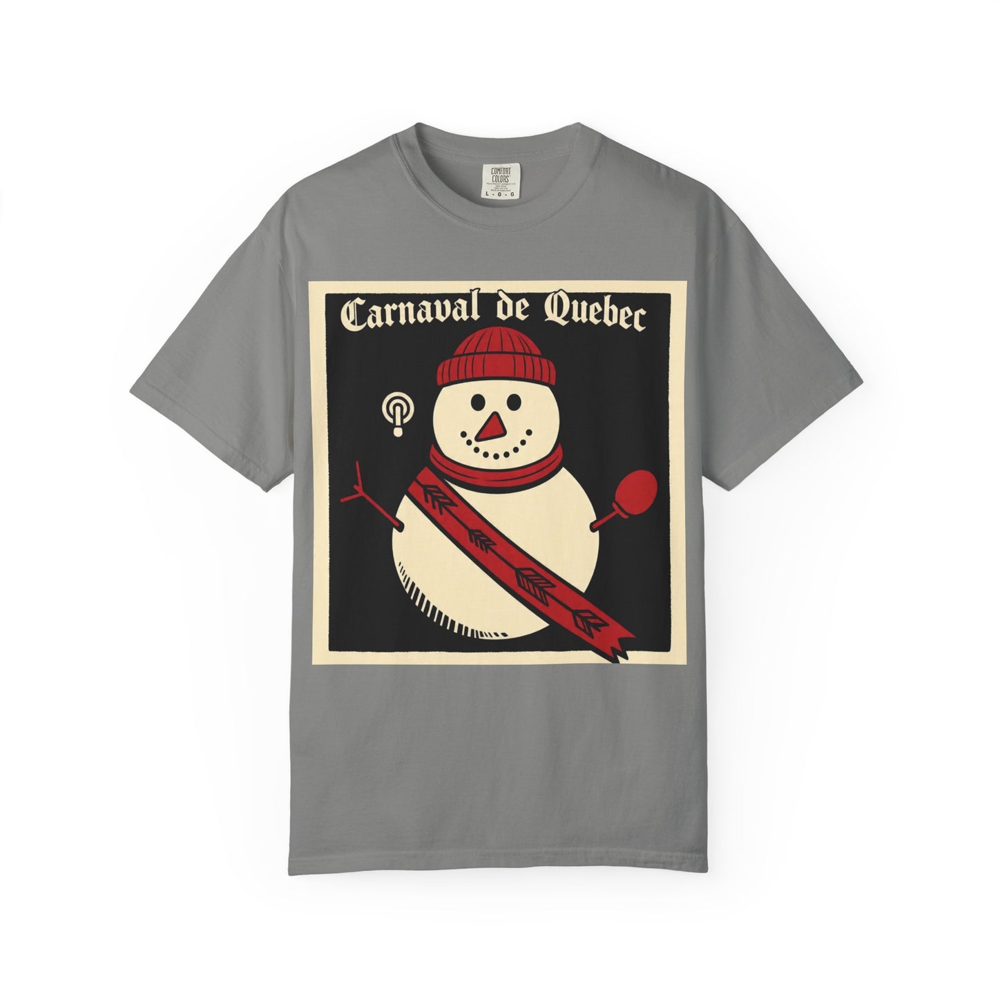Quebec Carnaval Vintage Snowman Biker Lore Rocker T-Shirt, Cozy Winter Apparel, Unisex Snowman Graphic Tee, Festive Celebration Shirt, Winter Holiday Gift