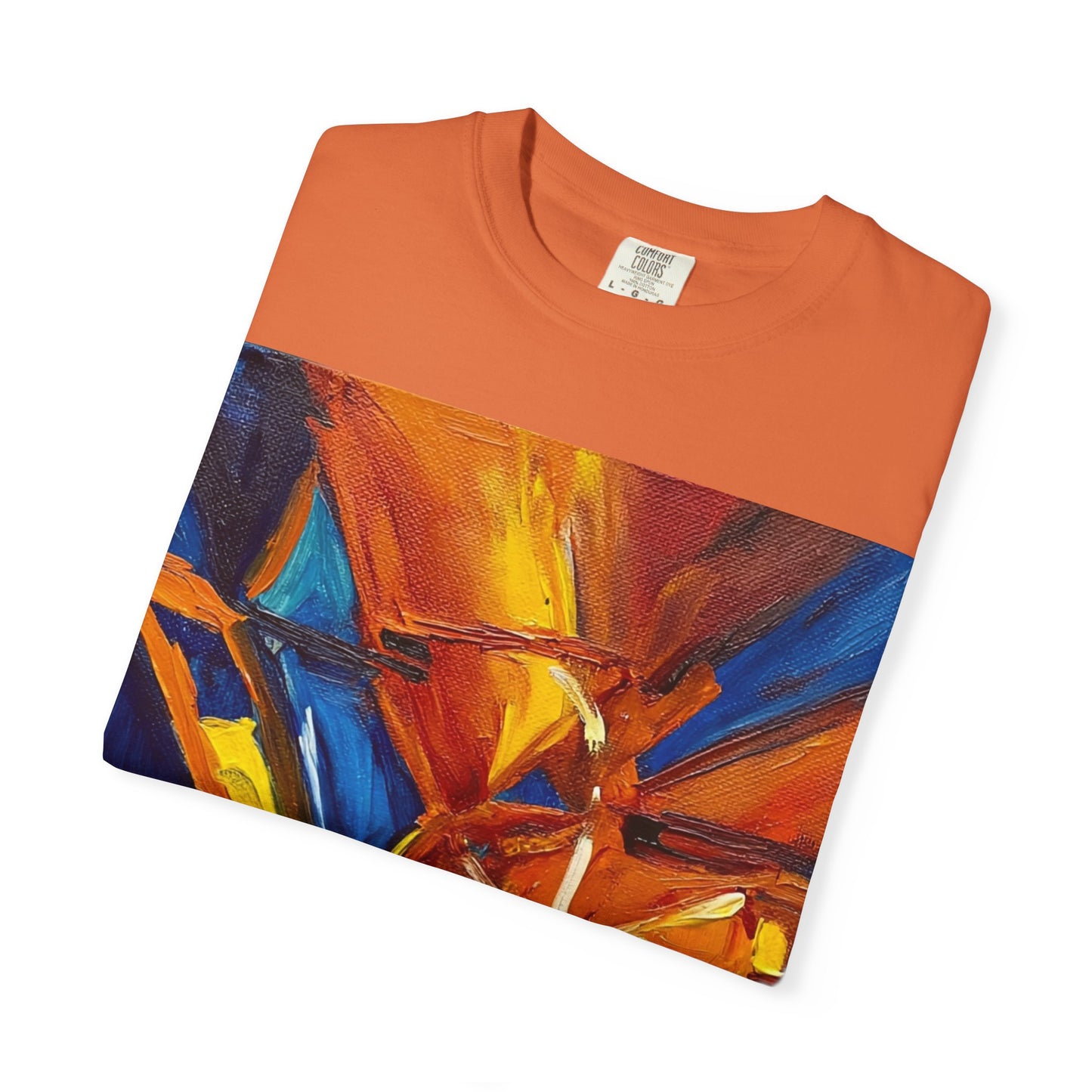 Vibrant Abstract Art T-shirt, Unisex Garment-Dyed Tee, Colorful Graphic Shirt, Stylish Artwear, Unique Gift Idea for Art Lovers