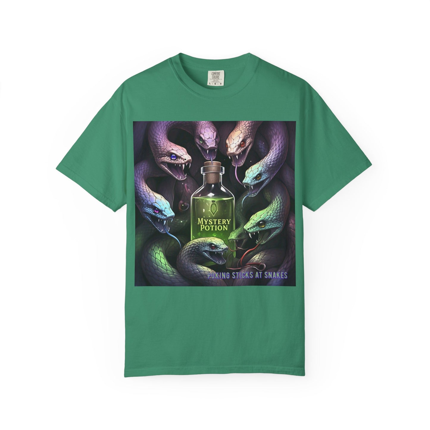 'Poking Sticks At Snakes' by Mystery Potion, Unisex T-shirt | Snakes Design | Perfect for Halloween, Gifts, Cozy Wear, Unique Apparel, Vintage Vibe