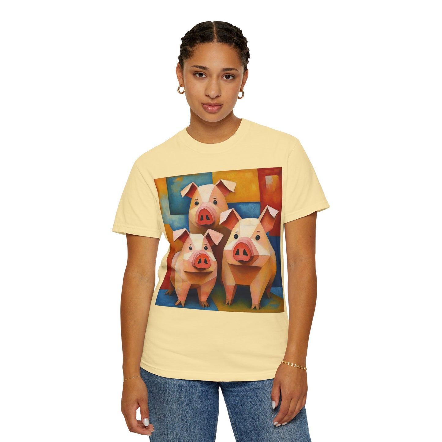 Pig Art T-Shirt, Funny Farm Tee, Animal Lover Gift, Unisex Graphic Tee, Cute Farmhouse Style, Casual Everyday Wear