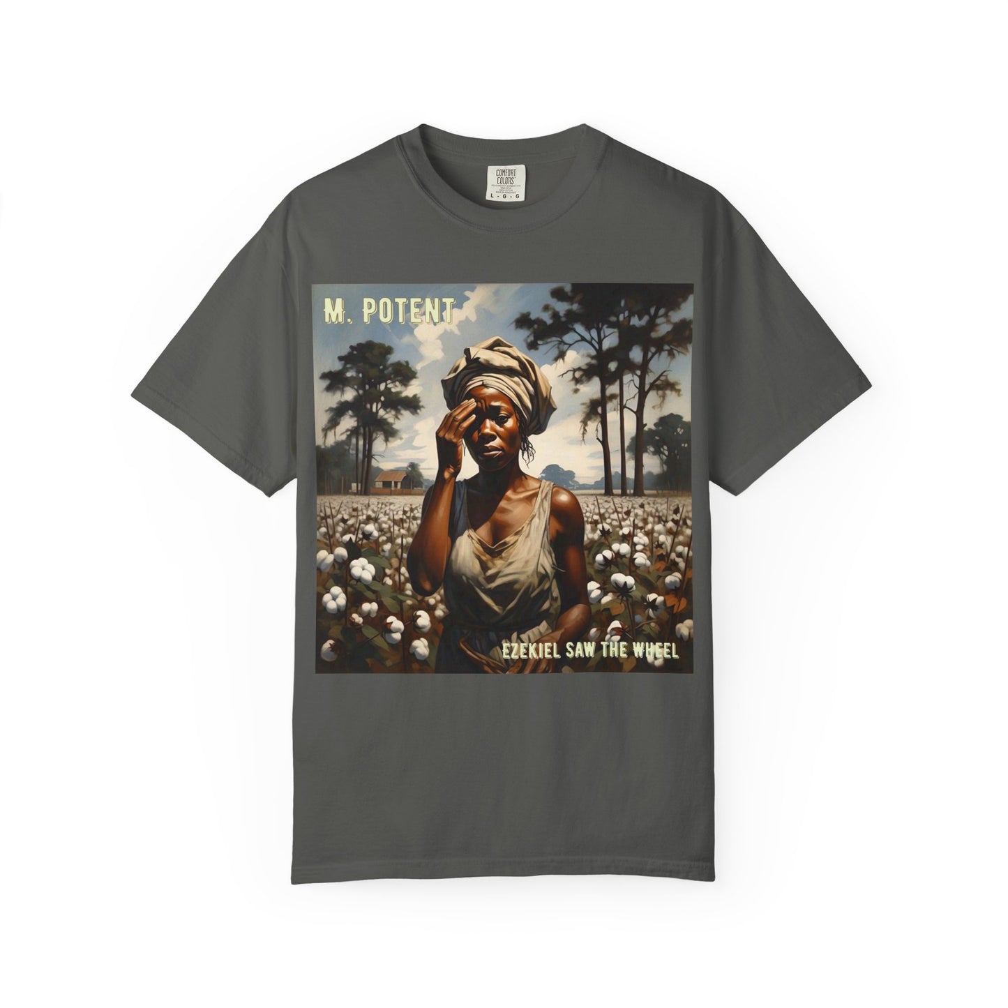 'Ezekiel Saw the Wheel' by M. Potent, Vintage-Inspired Unisex T-Shirt with Artistic Design, Casual Wear, Gift for Art Lovers, Music Events, Everyday Fashion