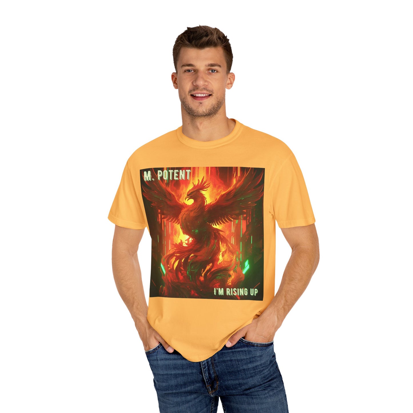 'I'm Rising Up' by M. Potent, Phoenix Rising Unisex T-shirt, Motivational Graphic Tee, Gift for Art Lovers, Inspirational Shirt, Trendy Fashion