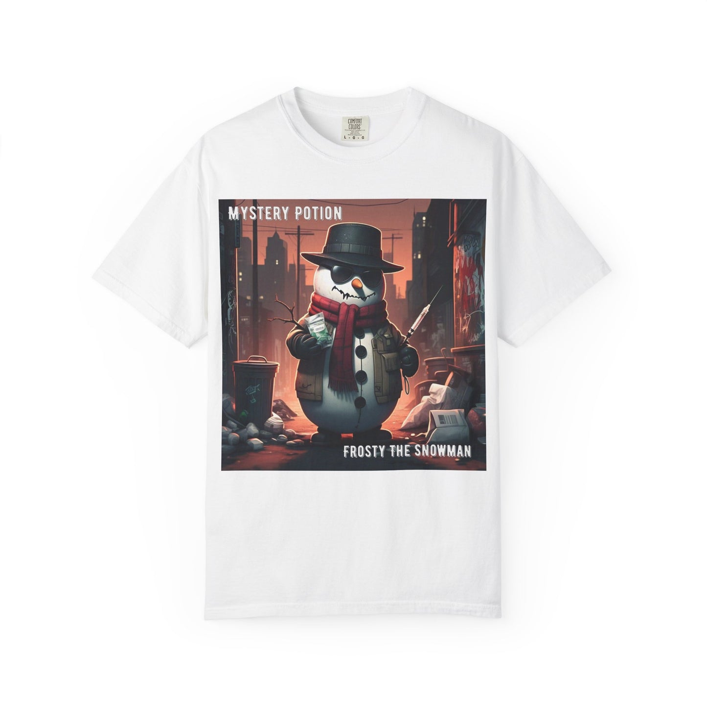 Frosty The Snowman by Mystery Potion, Parody T-Shirt | Unisex Holiday Tee, Winter Decoration, Gift for Christmas, Cozy Casual Style, Fun Snowman Design
