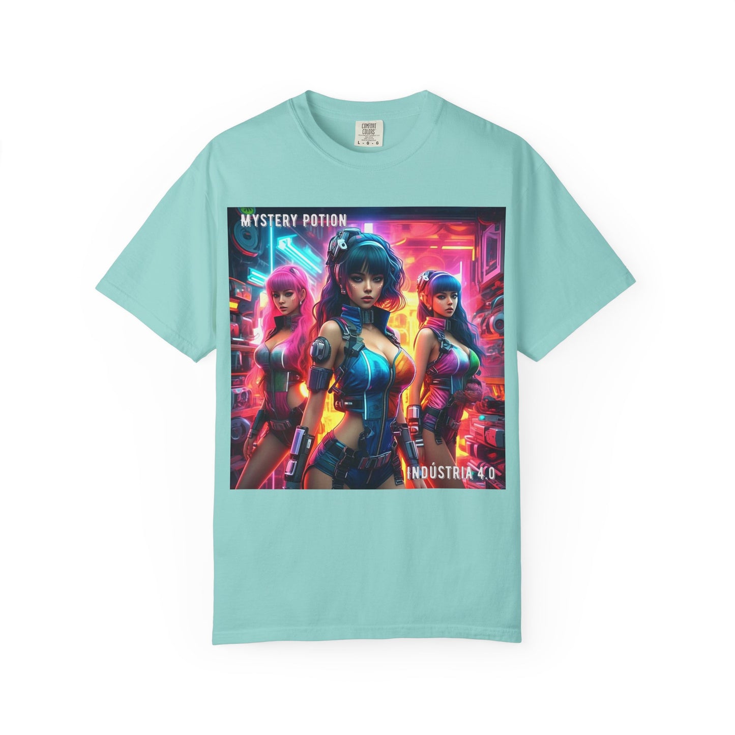 'Indústria 4.0' by Mystery Potion Unisex Garment-Dyed T-shirt, Cyberpunk T-shirt, Gamer Apparel, Unique Graphic Tee, Gift for Fans