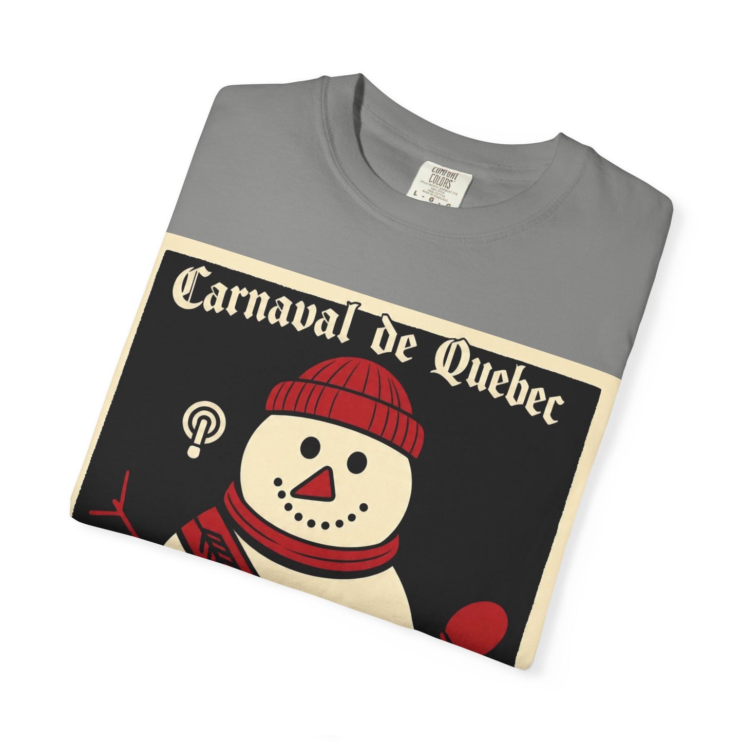 Quebec Carnaval Vintage Snowman Biker Lore Rocker T-Shirt, Cozy Winter Apparel, Unisex Snowman Graphic Tee, Festive Celebration Shirt, Winter Holiday Gift