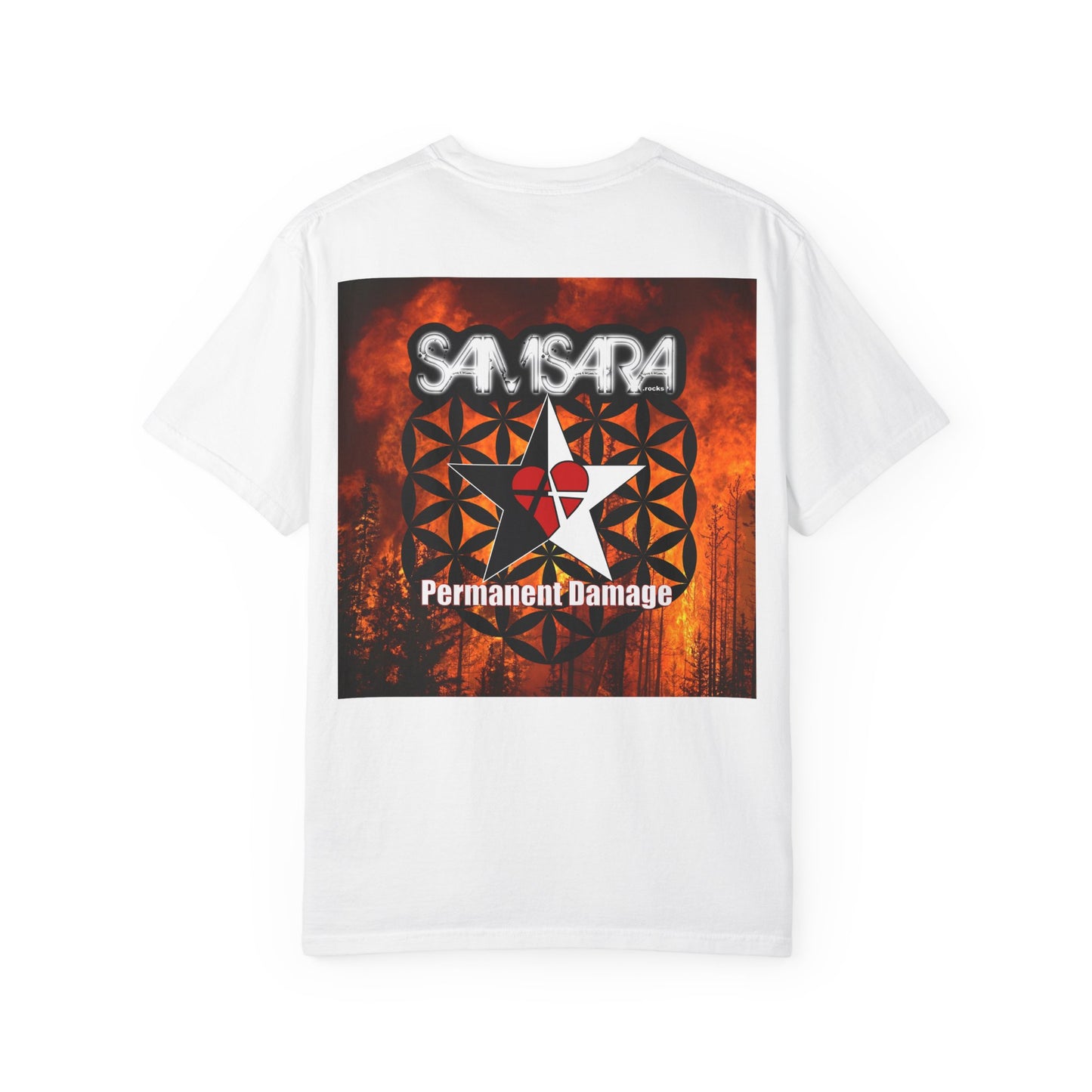 Samsara Heart Permanent Damage Unisex T-Shirt, Trendy Graphic Tee, Streetwear Style, Casual Apparel, Perfect for Music Festivals, Unique Gift Idea