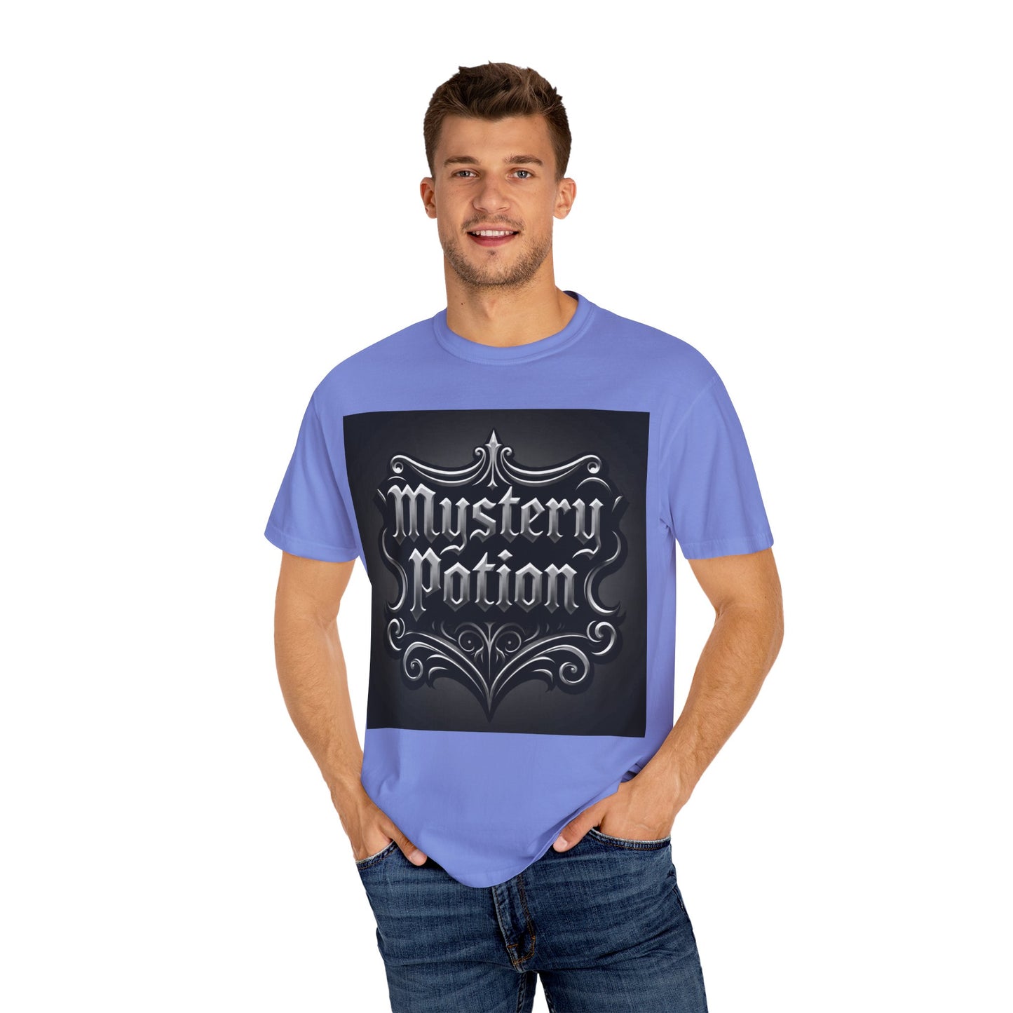 Mystery Potion Unisex Garment-Dyed T-shirt | Halloween Costume Shirt, Casual Wear, Themed Party Tee, Gift for Mystery Lovers