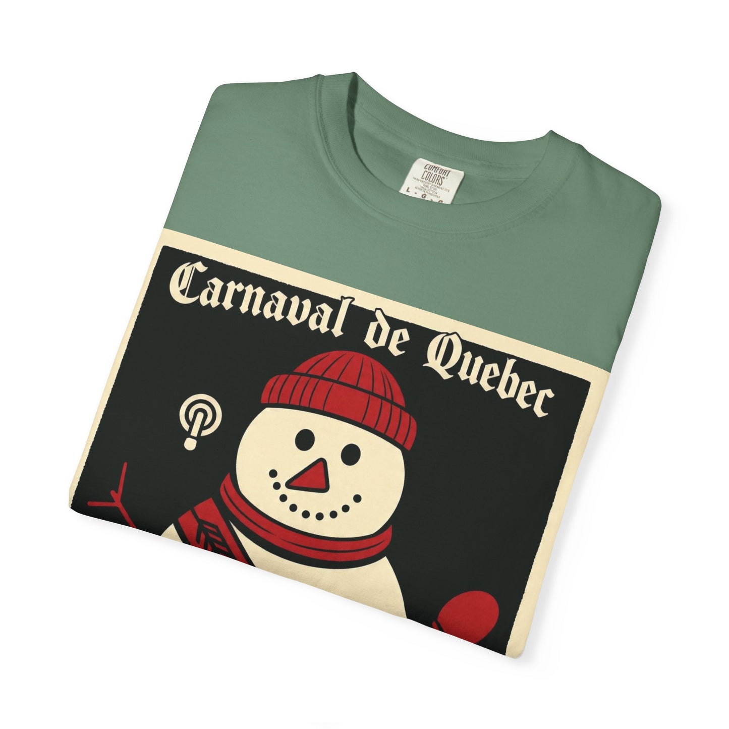 Quebec Carnaval Vintage Snowman Biker Lore Rocker T-Shirt, Cozy Winter Apparel, Unisex Snowman Graphic Tee, Festive Celebration Shirt, Winter Holiday Gift
