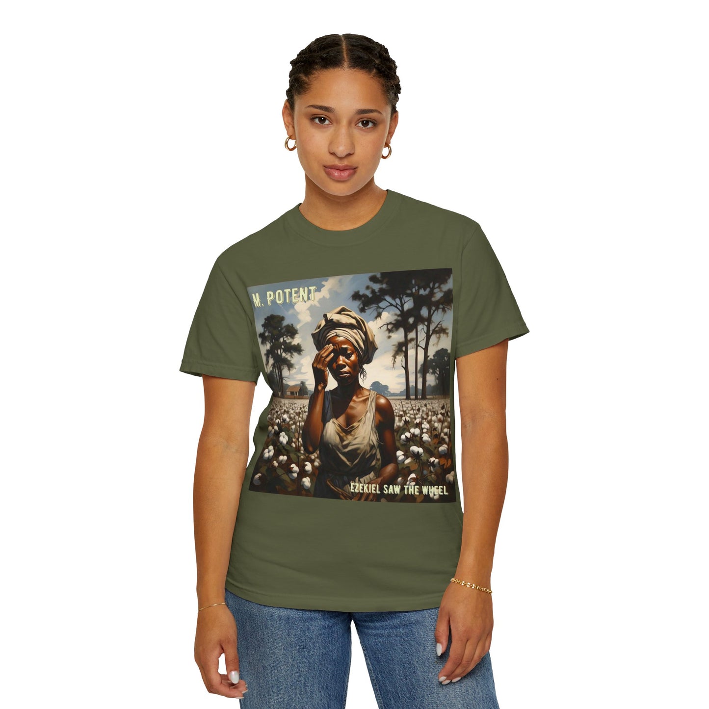 'Ezekiel Saw the Wheel' by M. Potent, Vintage-Inspired Unisex T-Shirt with Artistic Design, Casual Wear, Gift for Art Lovers, Music Events, Everyday Fashion