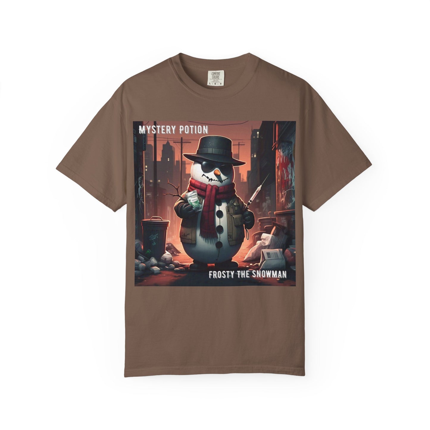 Frosty The Snowman by Mystery Potion, Parody T-Shirt | Unisex Holiday Tee, Winter Decoration, Gift for Christmas, Cozy Casual Style, Fun Snowman Design