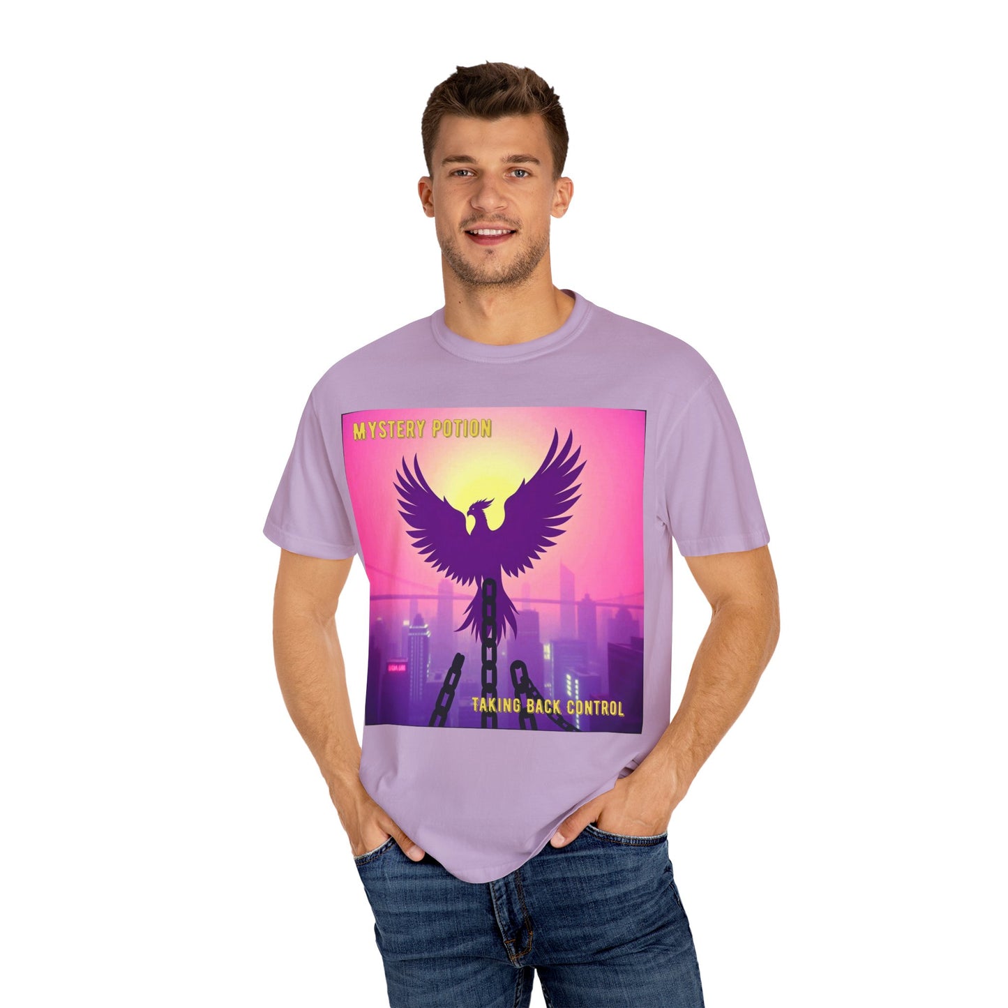 'Taking Back Control' by Mystery Potion, Phoenix Rising, Breaking Chains Unisex T-Shirt - Taking Back Control, Graphic Tee for Casual Wear, Perfect for Festivals, Gifts, and Everyday Style