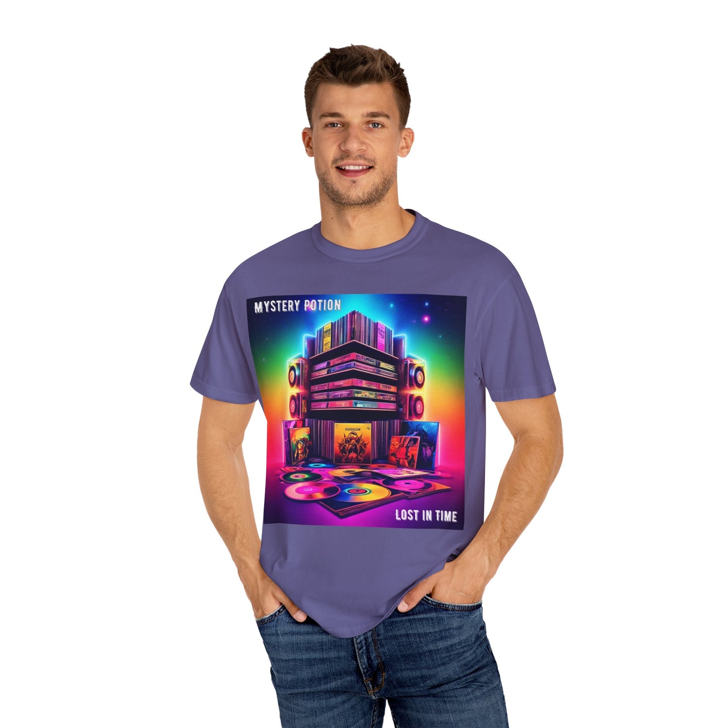 Lost In Time Vintage Vibe T-Shirt - Mystery Potion Graphic Tee, Unisex Casual Wear, Retro Music Lovers, Festival Apparel, Gift Idea