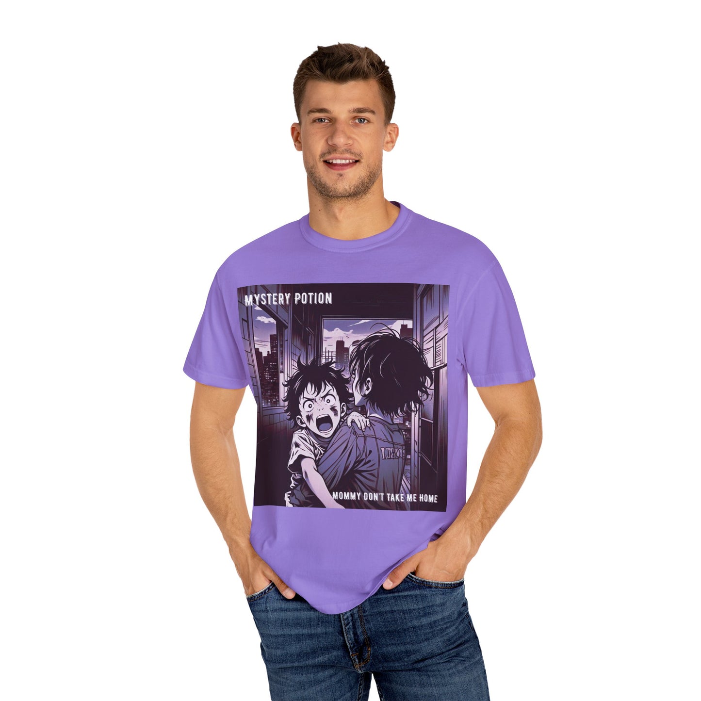 'Mommy Don't Take Me Home' by Mystery Potion, Unisex T-Shirt – Anime Graphic Tee, Casual Wear, Gift for Teens, Pop Culture Apparel, Unique Graphic Tee