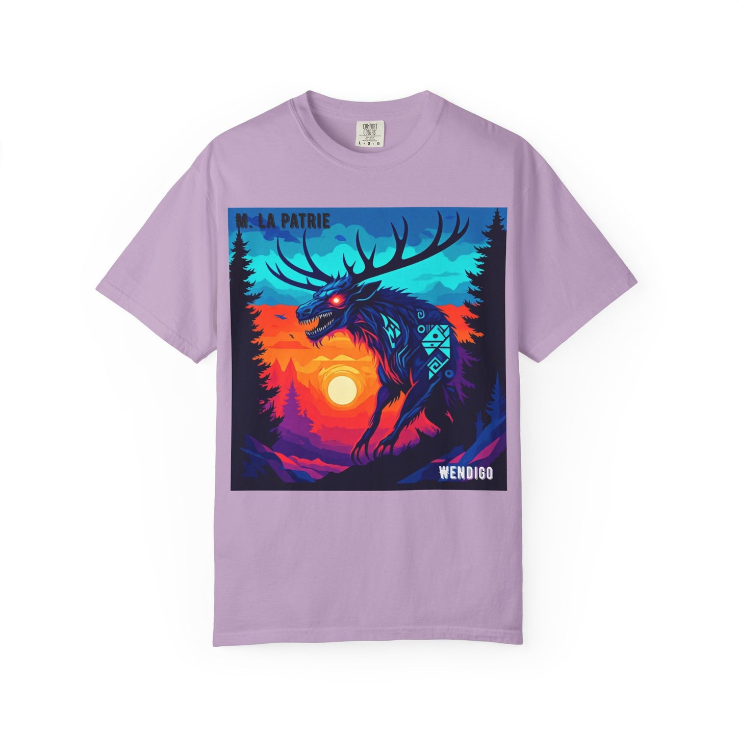 'Wendigo' par M. La Patrie, Vibrant First Nations Style Graphic T-Shirt, Unique Art Tee for Nature Lovers, Gift for Halloween, Cozy Casual Wear, Unisex Shirt