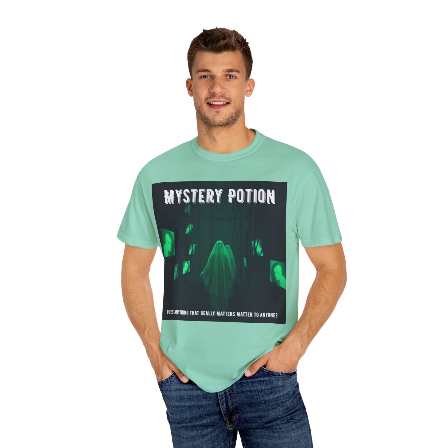 Mystery Potion Unisex T-Shirt | Ghostly Vibe | Perfect for Halloween, Gifts, or Casual Wear, Unique Tee, Spooky Apparel, Graphic Shirt