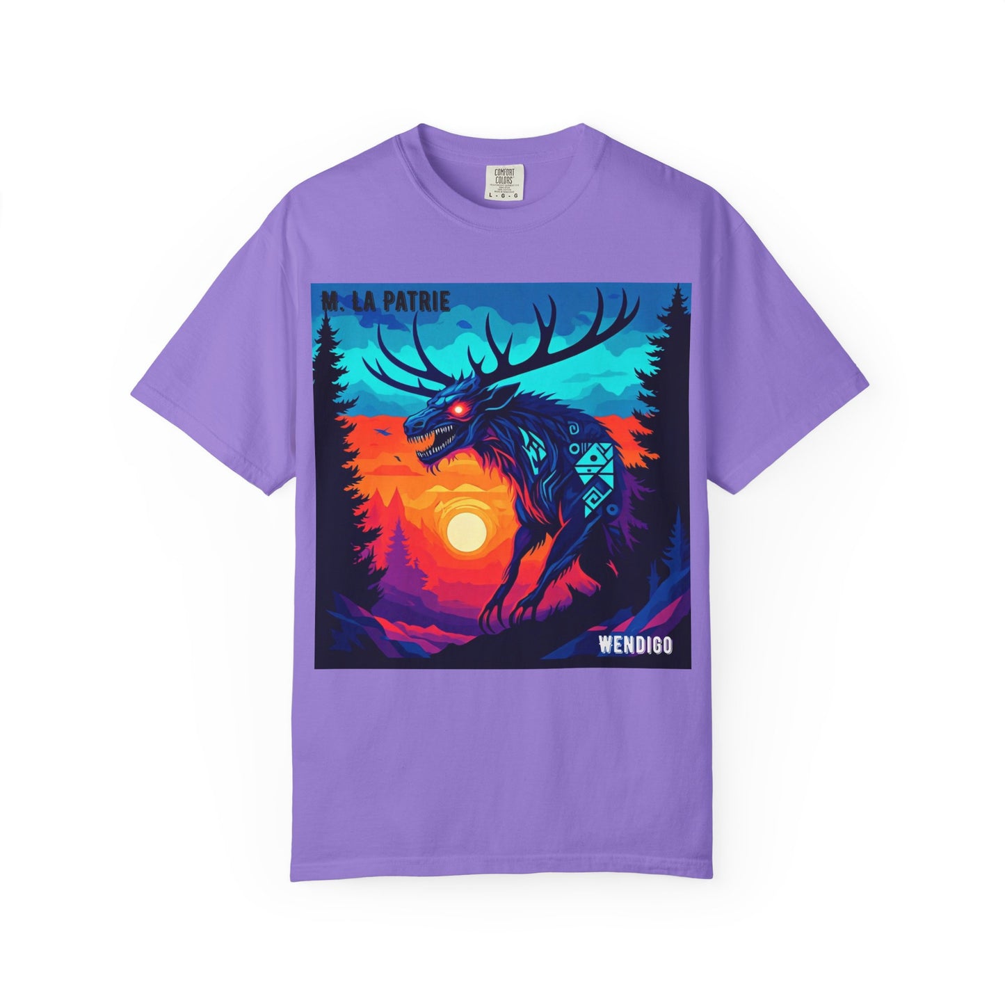 'Wendigo' par M. La Patrie, Vibrant First Nations Style Graphic T-Shirt, Unique Art Tee for Nature Lovers, Gift for Halloween, Cozy Casual Wear, Unisex Shirt