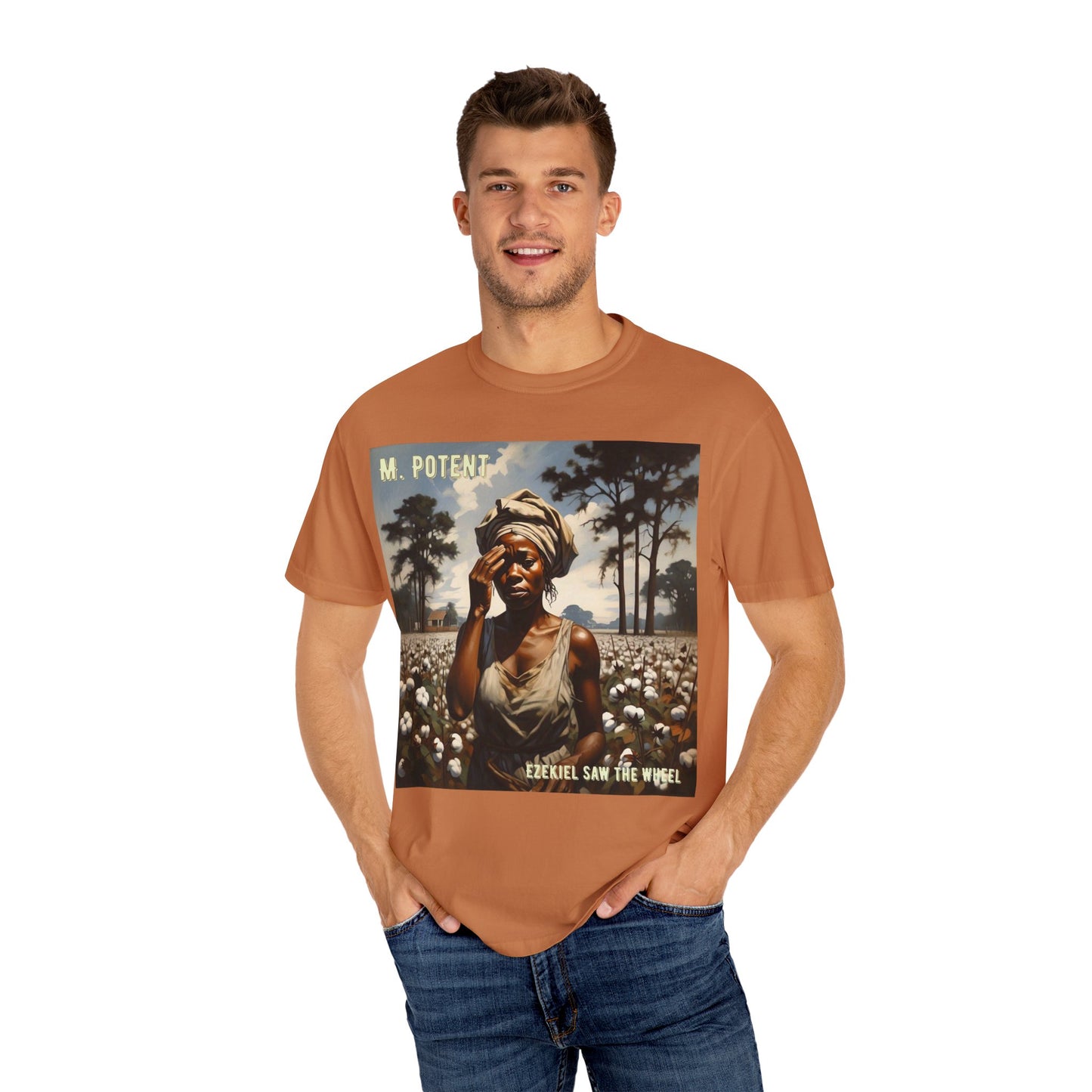 'Ezekiel Saw the Wheel' by M. Potent, Vintage-Inspired Unisex T-Shirt with Artistic Design, Casual Wear, Gift for Art Lovers, Music Events, Everyday Fashion